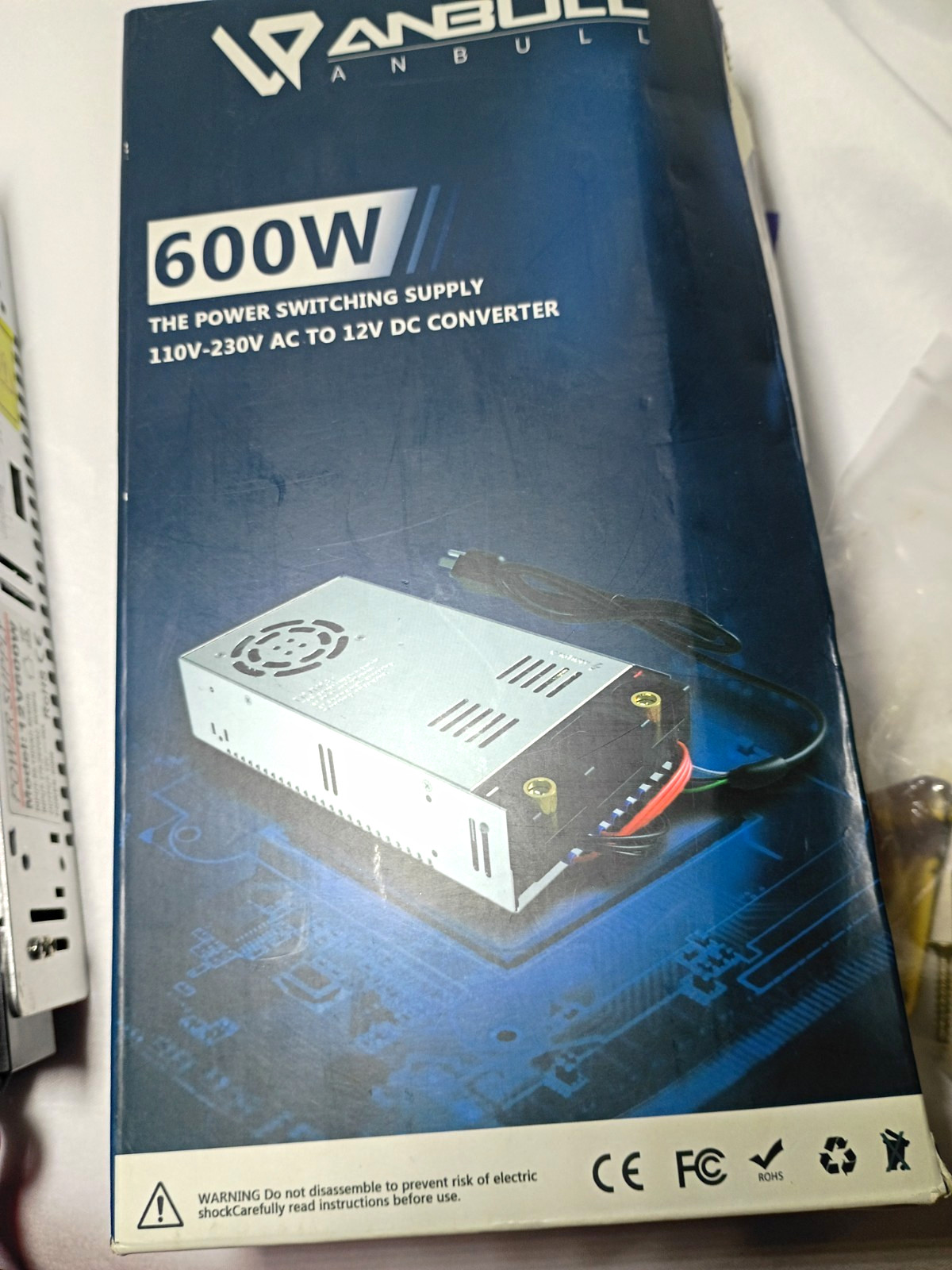 Anbull 600W 12V DC Switching Power Supply 90-264VAC 50A Adjustable, Type A