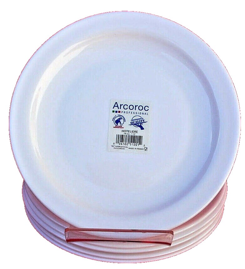 Arcoroc Hoteliere 57974 7 1/2″ Narrow Rim Plates New Lot of 6 C1042