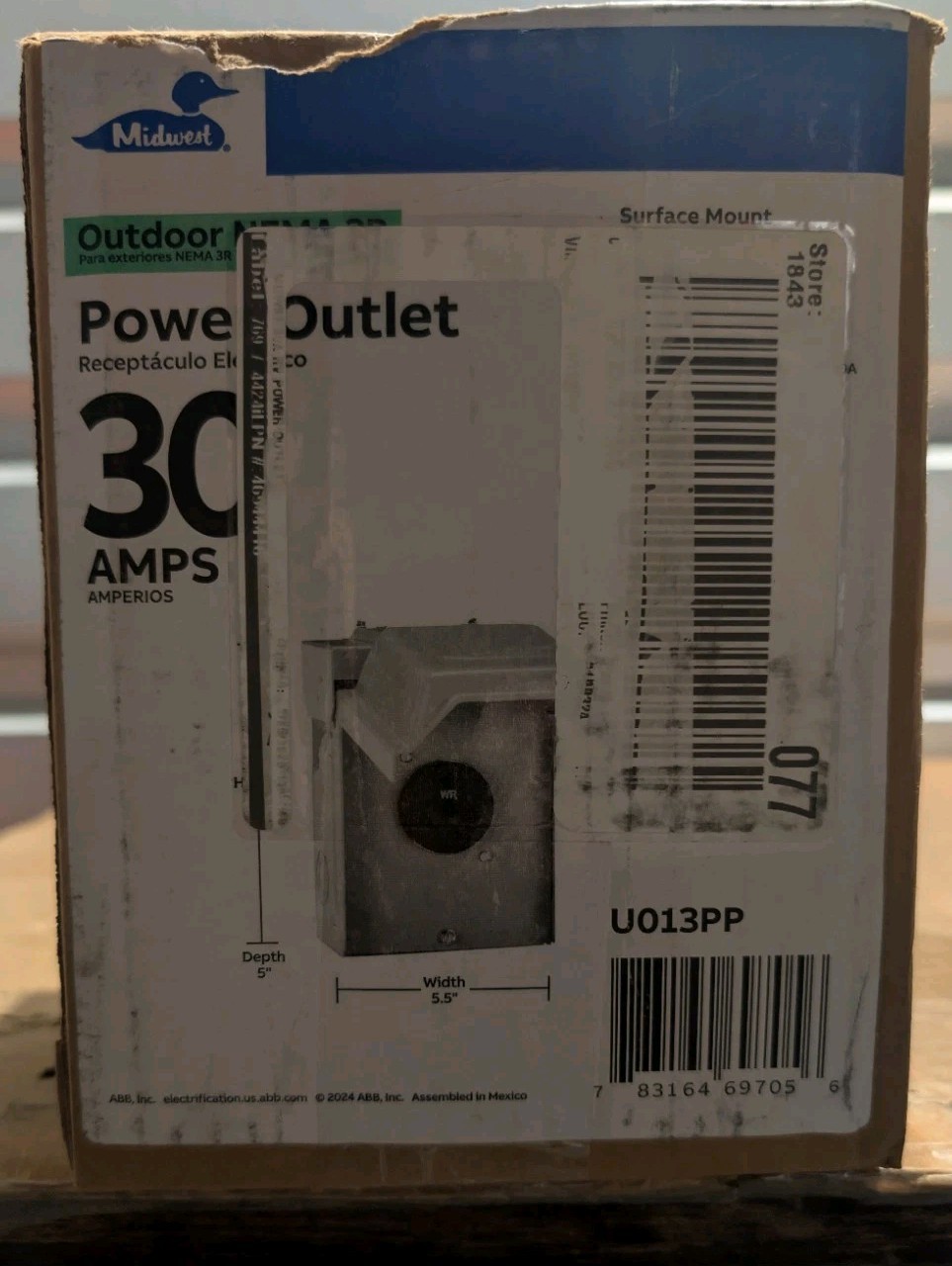 Midwest Electric U013PP 30A 120V NEMA 3R Temporary RV Power Outlet Box