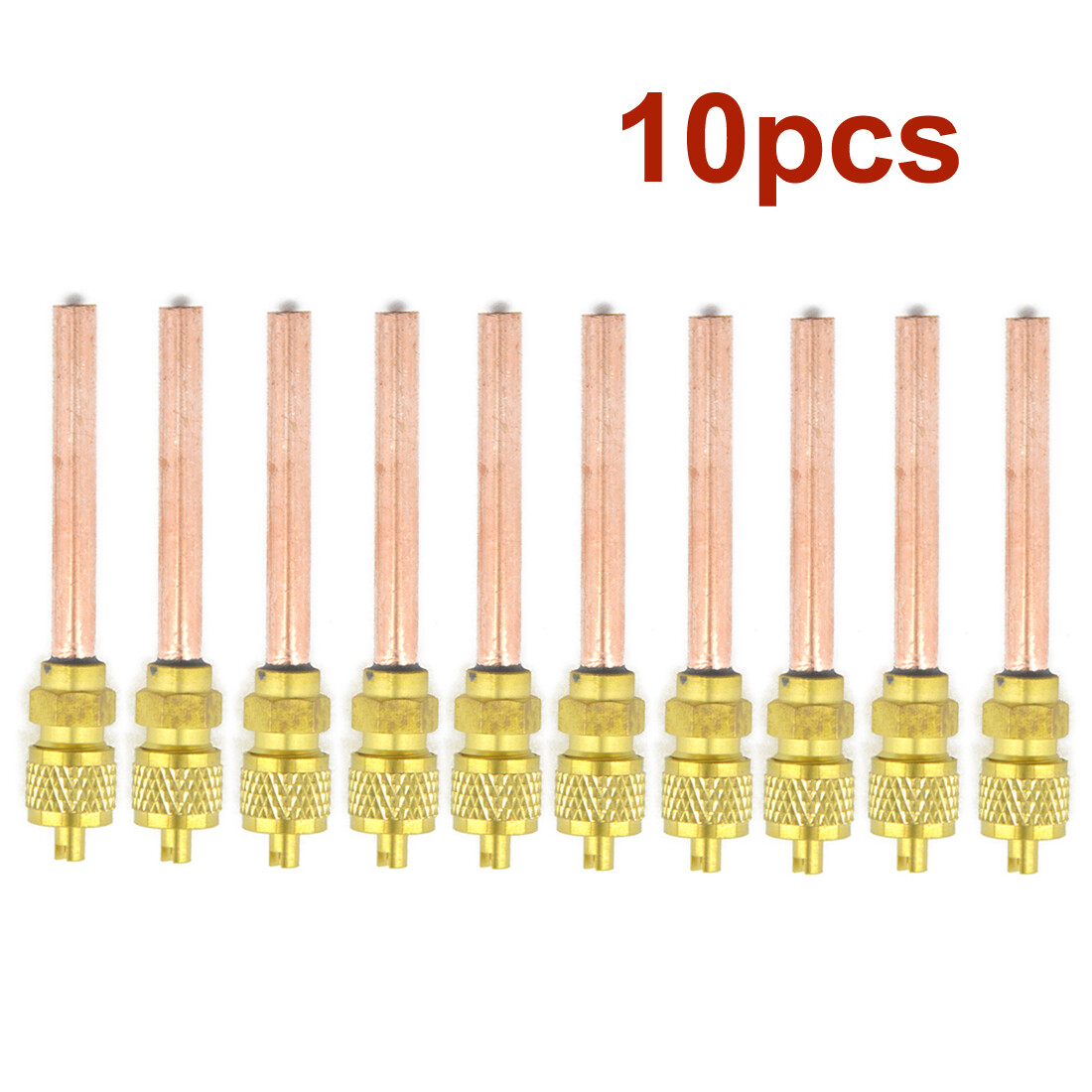 10pc Service Access Valve 1/4″ SAE *1/4 OD *2.75″ Stem Core AC Refrigeration Kit