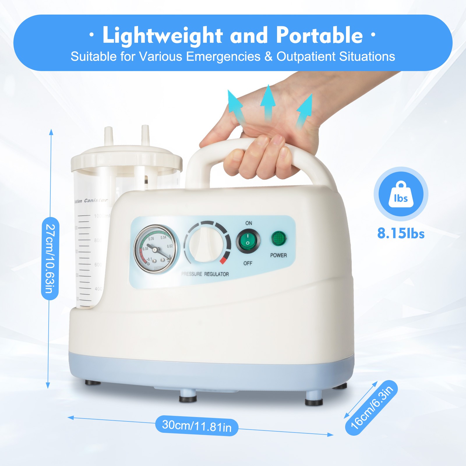 Portable Electric Phlegm Suction Machine – 110V Medical Device – 1000mL Capacity
