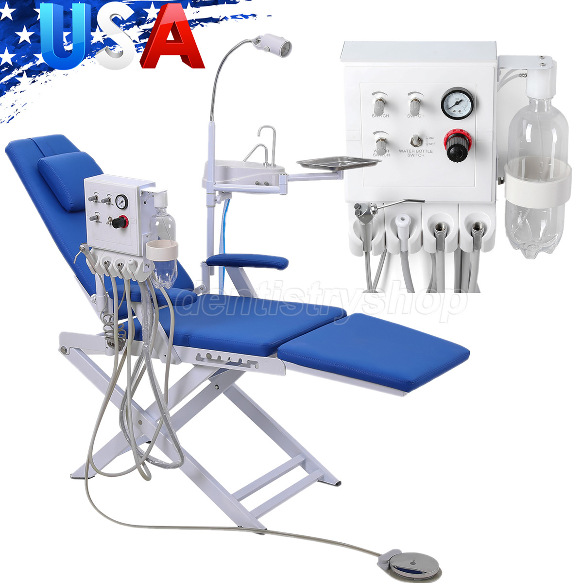 Mobile Dental Portable Folding Chair Unit +Air Turbine +LED Light /Turbine Unit