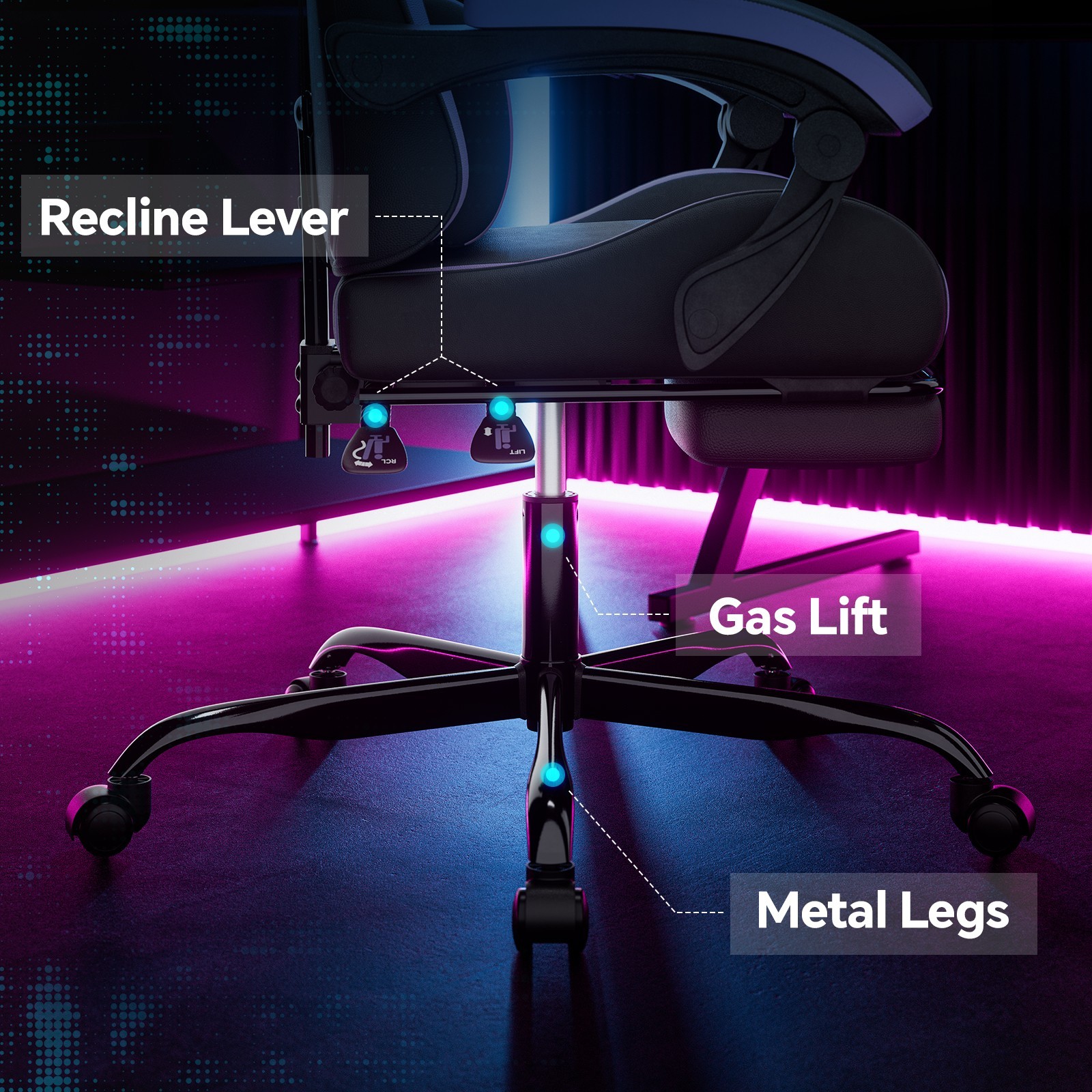 Computer Chair with Footrest and Lumbar Support Height Adjustable Gaming Chair