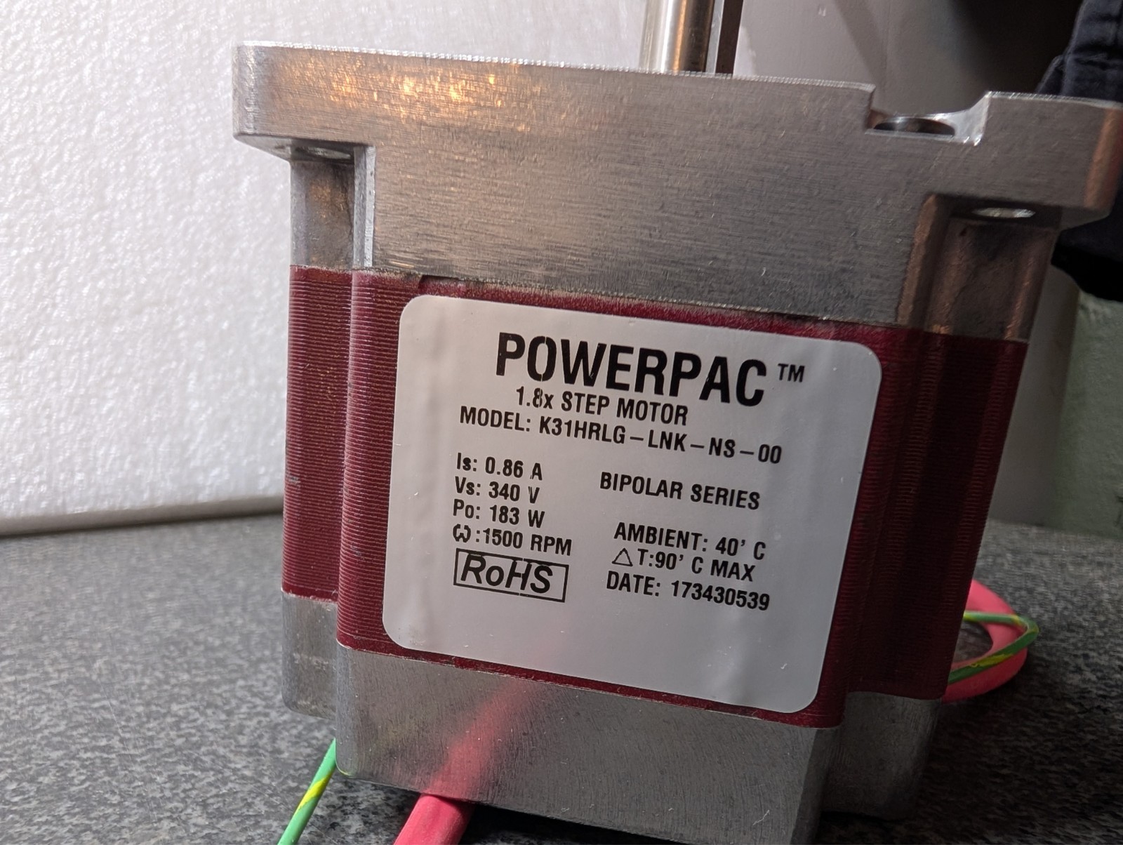 Kollmorgen powerpac 1.8X step motor K31HRLG-LNK-NS-00