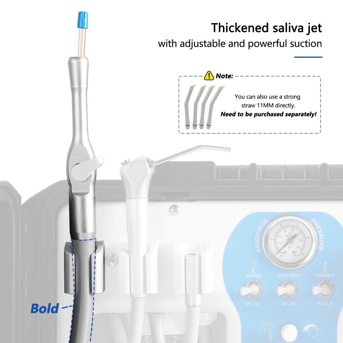 FDA Portable Dental Delivery Unit High Suction System Air Compressor 4 Hole