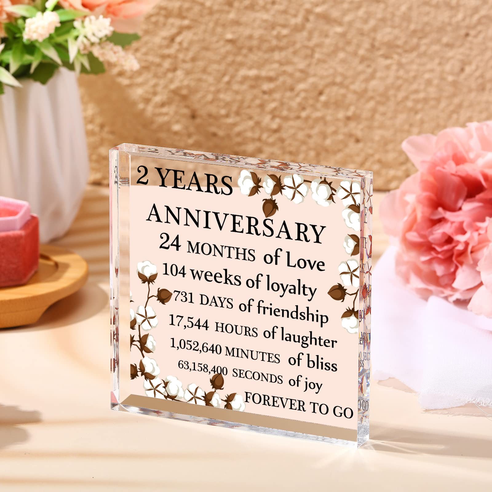 Yalikop 2 Years Anniversary Acrylic Gift for Him 0.6 Thickness, Clear Or Na