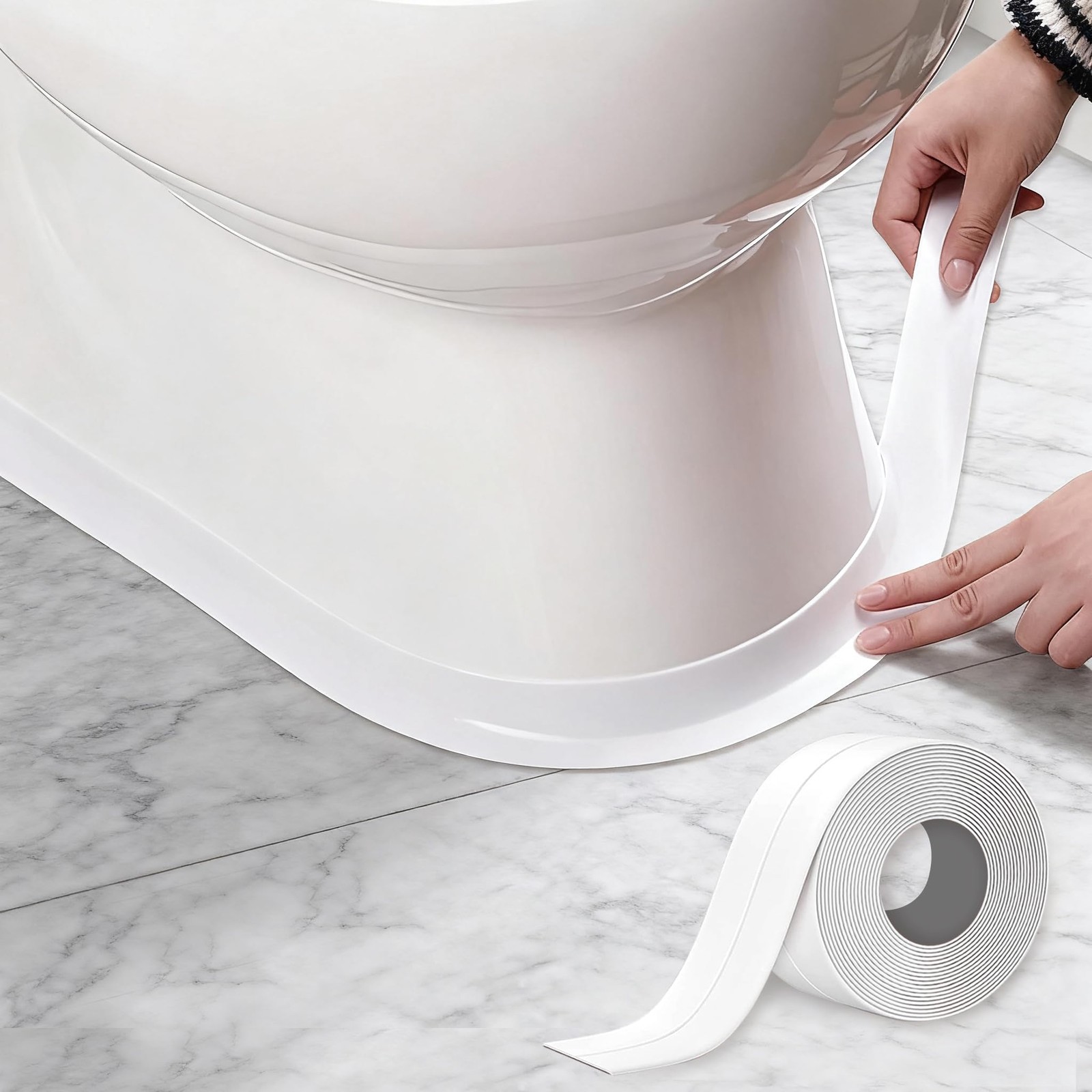 White Caulk Tape, Bathroom Waterproof Caulking Self-Adhesive