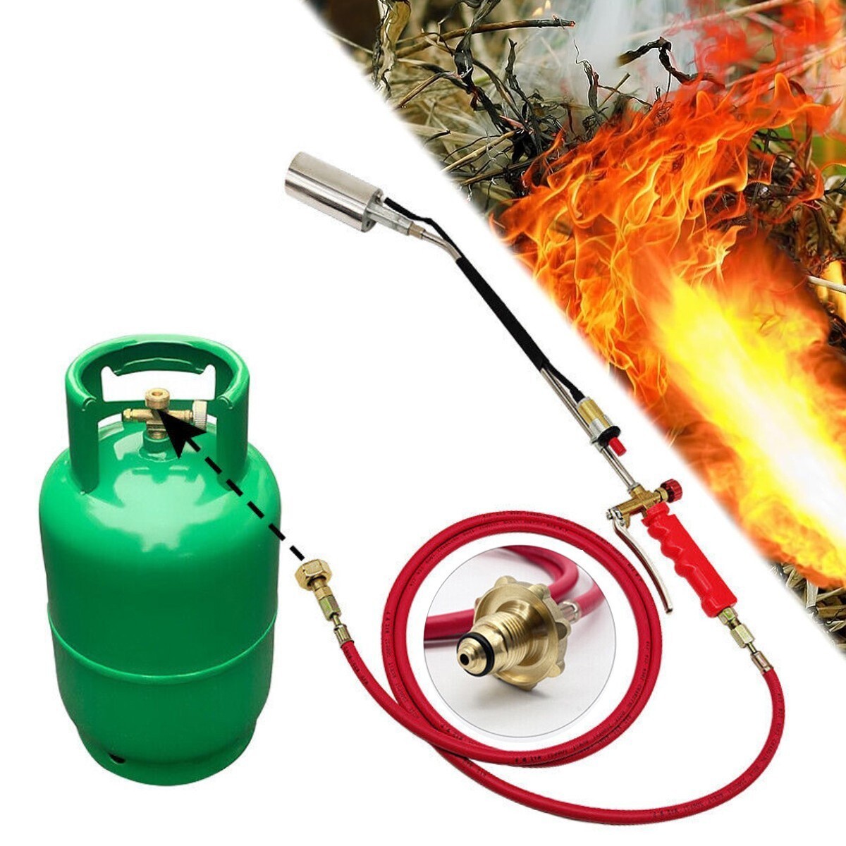 Portable Propane Torch Weed Burner Ice Snow Melter Outdoor Flame Thrower w/ Hose