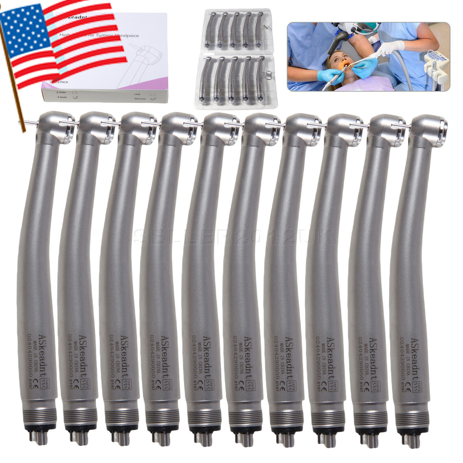 10 PCS Dental PANA MAX Style High Speed Handpiece Push Button 4 Hole Midwest