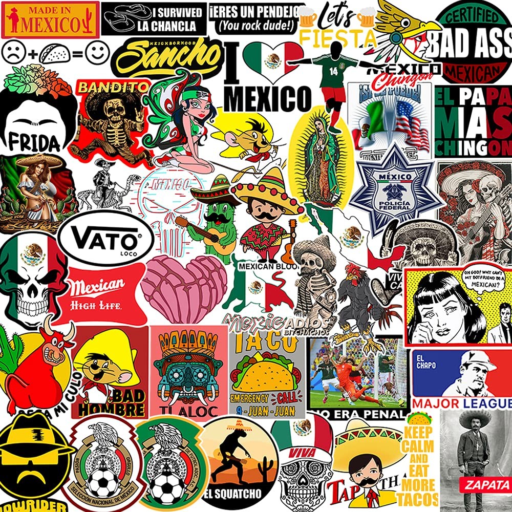 100pcs Mexican Hardhat Stickers, Funny Vinyl Mexico Tool Box Stickers, Design…