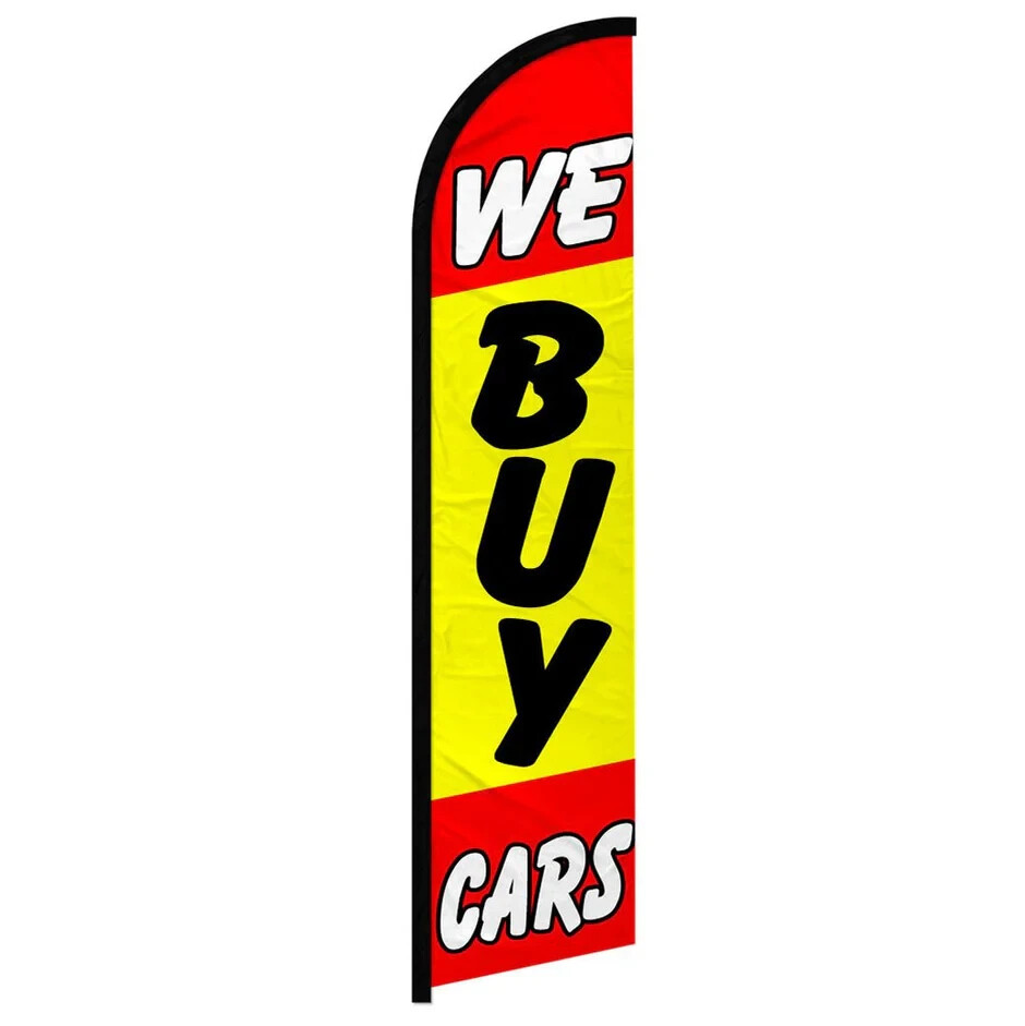 We Buy Cars Windless Full Sleeve Feather Advertising Auto Trade In Banner Flag