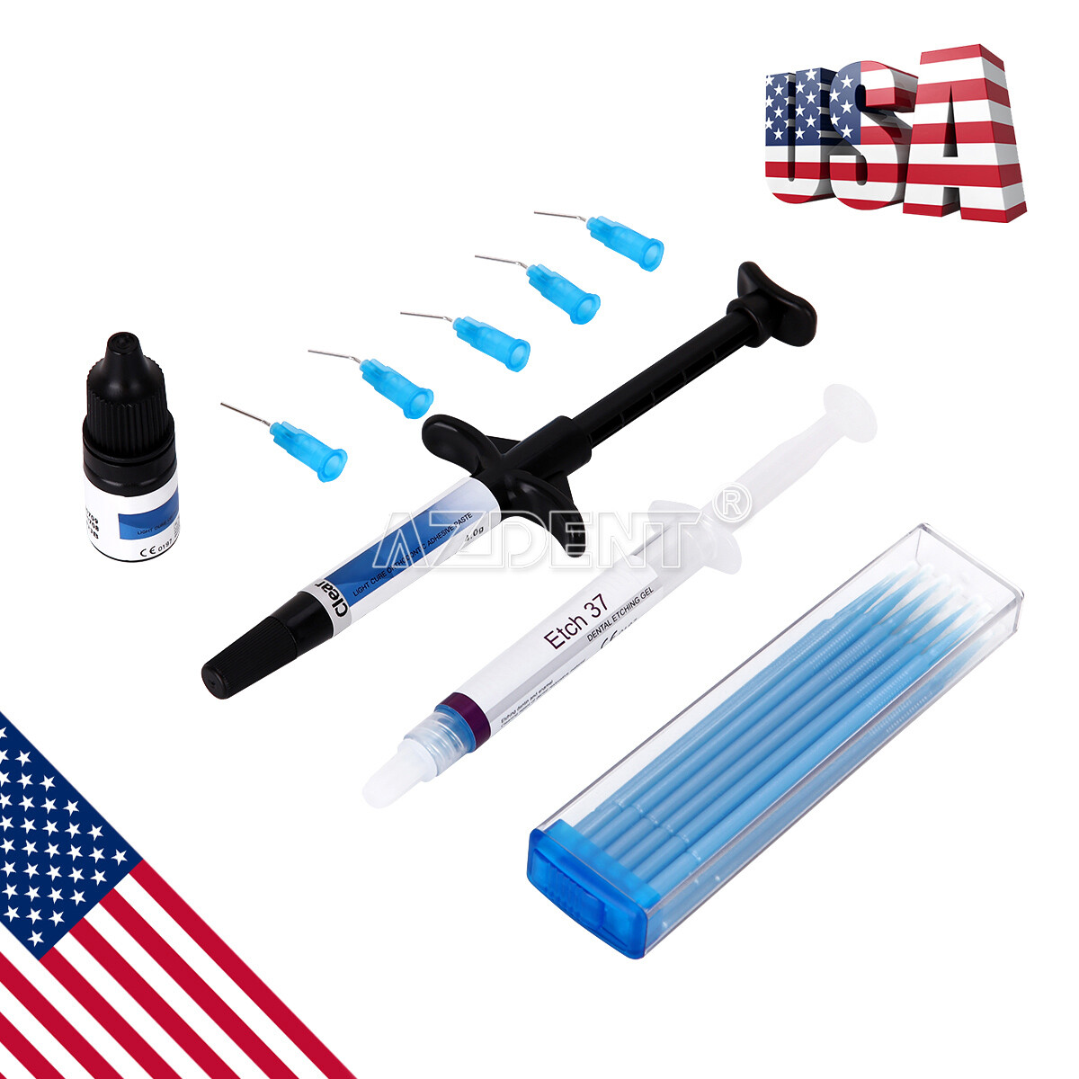 Dental Dentex Orthodontic Light Cure Adhesive Kit Transparent/Blue for Brackets