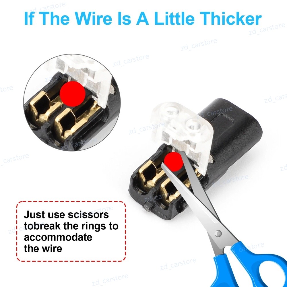 100pcs Double-Wire Plug-in Connector, Cable Clamp with Locking Buckle, AWG 18-22