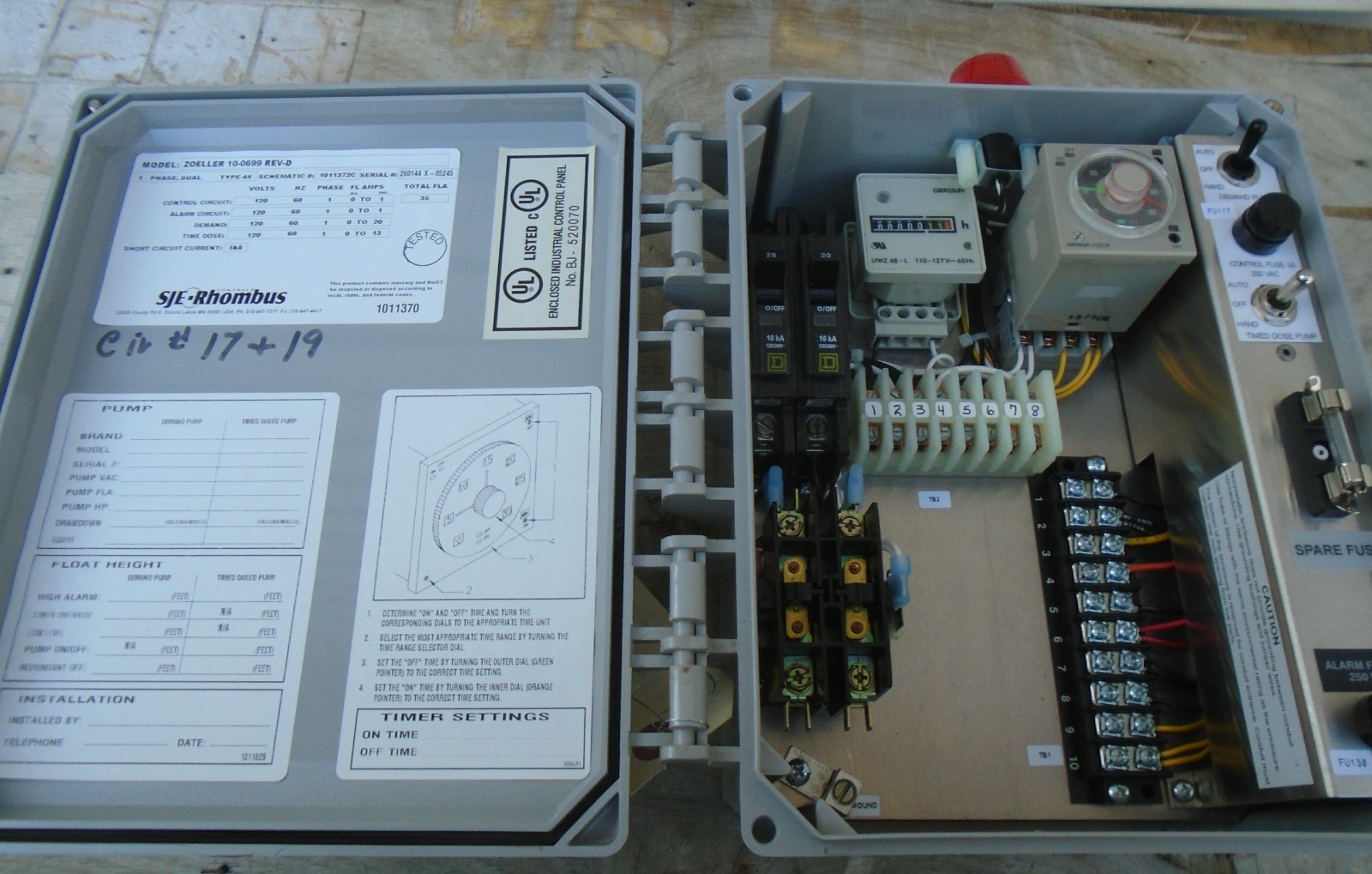 SJE Rhombus Time Timed Deamnd Dose Control Panel Zoeller Pump NEW