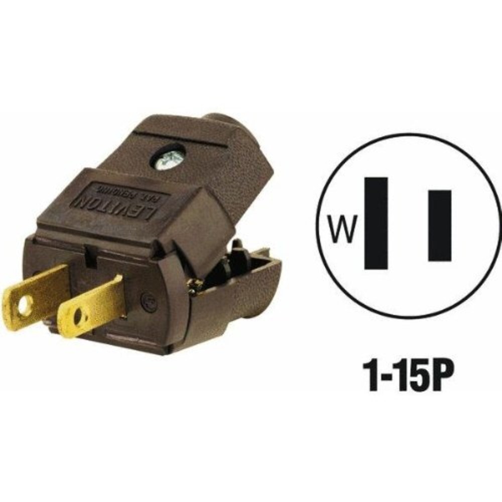 3 Leviton Two Prong Replacement Plugs, Brown, Polarized, 101-2EP 15A 110V 120V