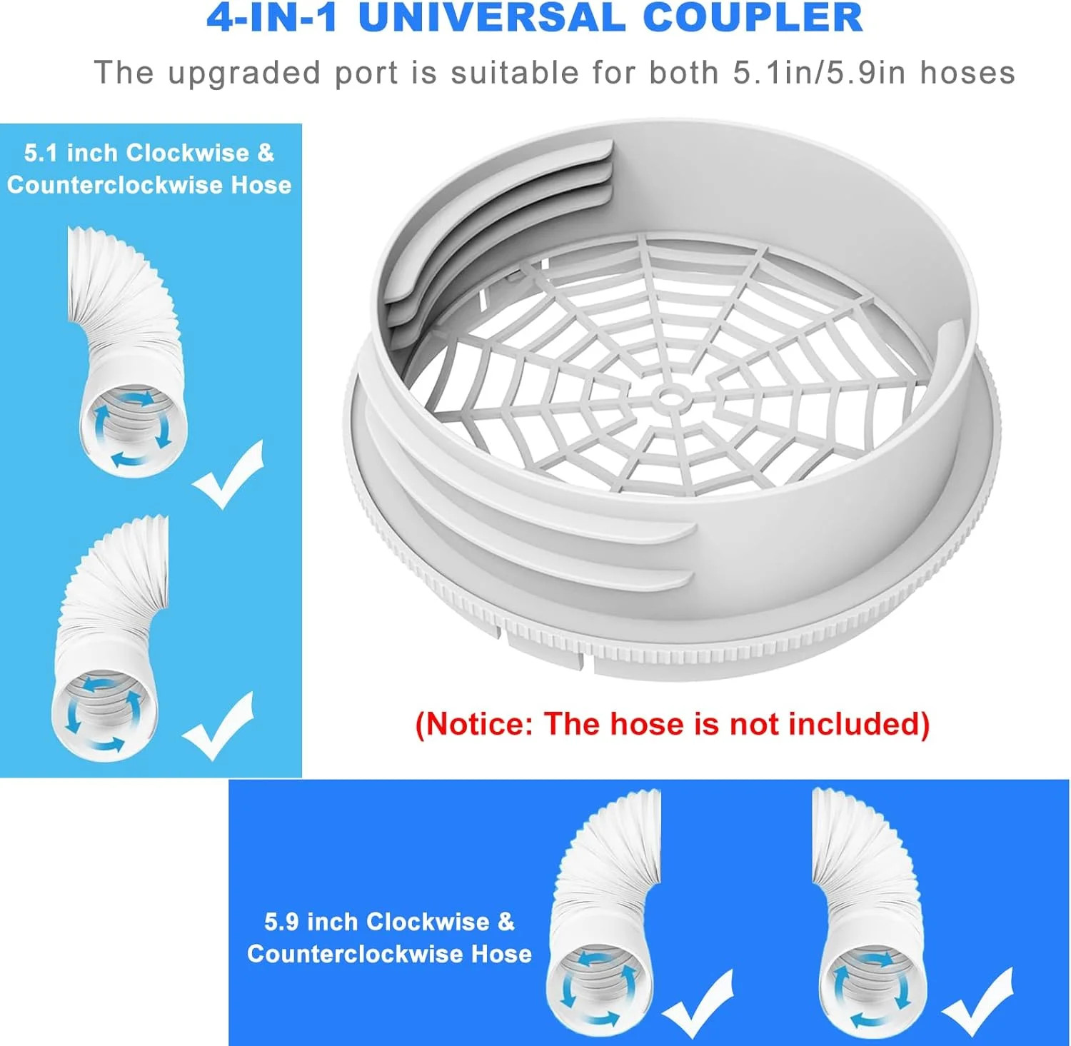 Portable Air Conditioner Window Kit with Universal Coupler Fit for 5.1″/5.9″ Exh