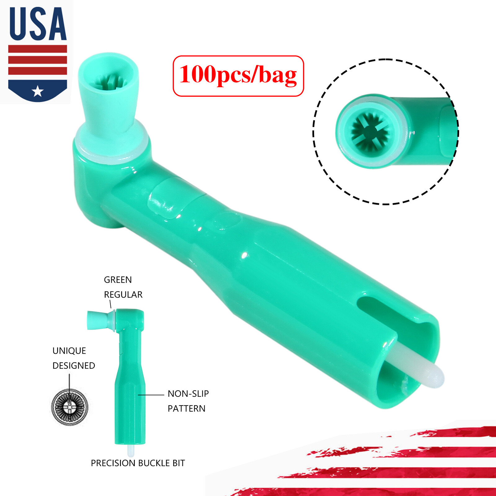 Dental disposable prophy angles Soft cup Latex Free 90° Polishing Cups Green