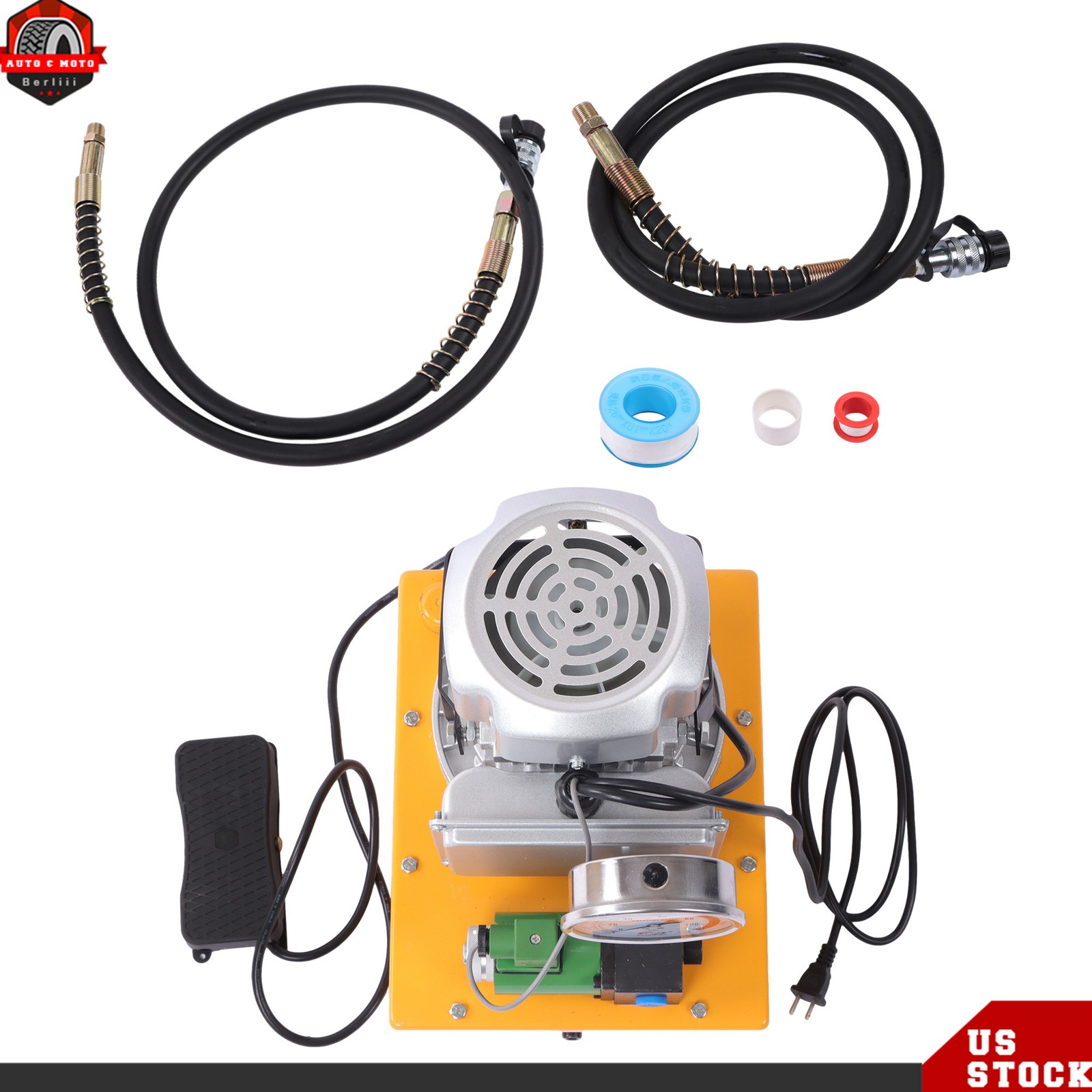 750W Electric Hydraulic Pump 10000 PSI 110V 60Hz 8L Capacity, Single Acting