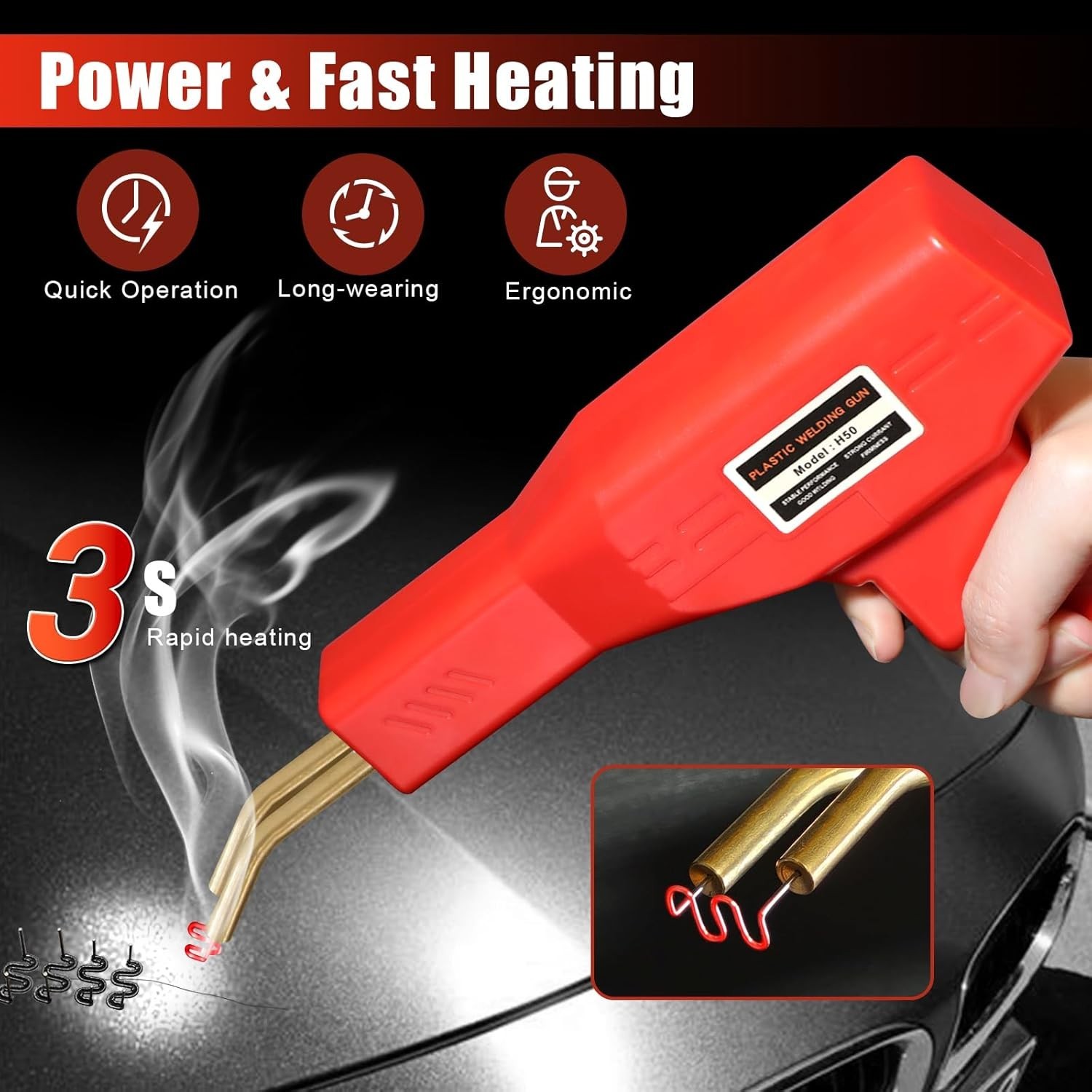 Plastic Welder Kit with Staples Car Bumper Repair Hot Stapler Gun Repair Tool