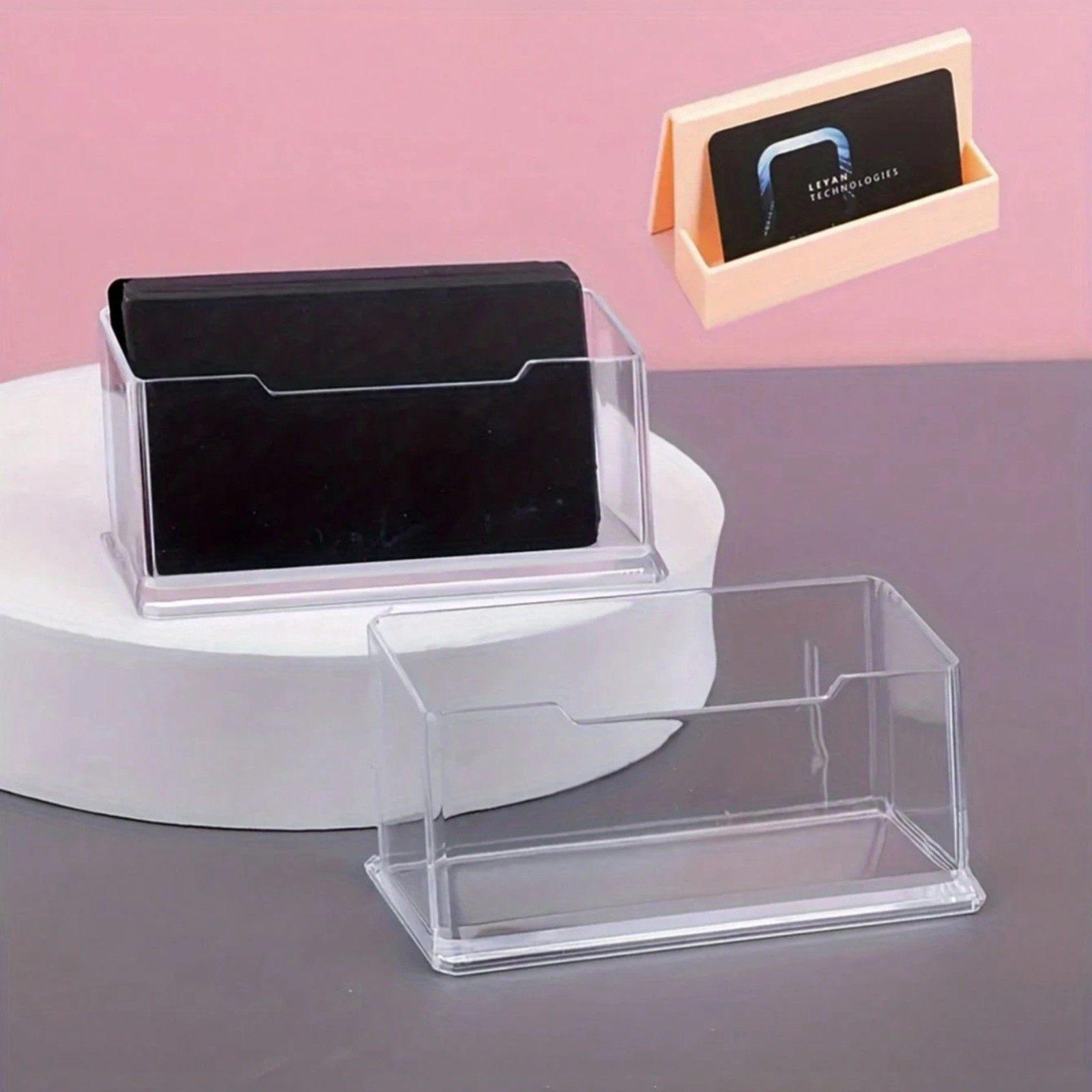1pcs Transparent Acrylic Business Card Holder For Office Desk Card Stand Display