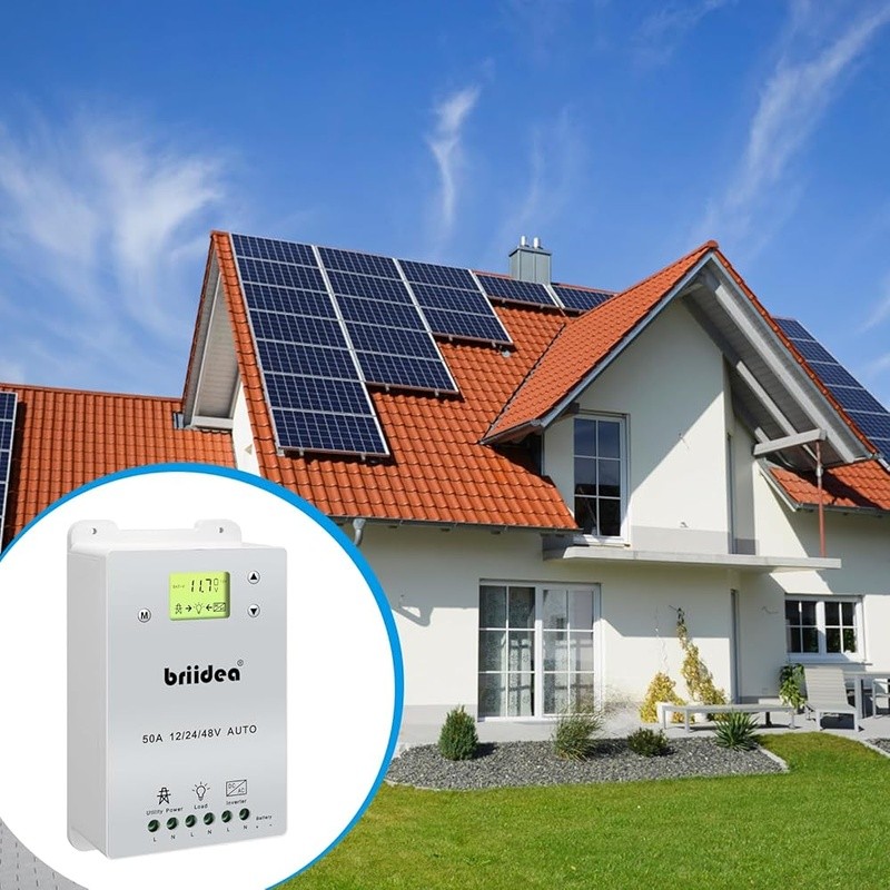 Automatic Solar Transfer Switch 50A 110V 220V LCD Battery Power Monitor New