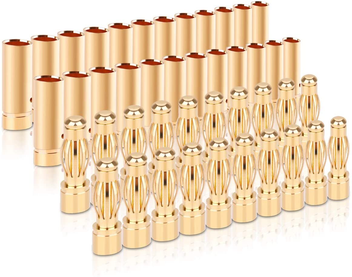 40Pieces 4.0mm Banana Bullet Connector Plug Male Female for RC Battery ESC Motor