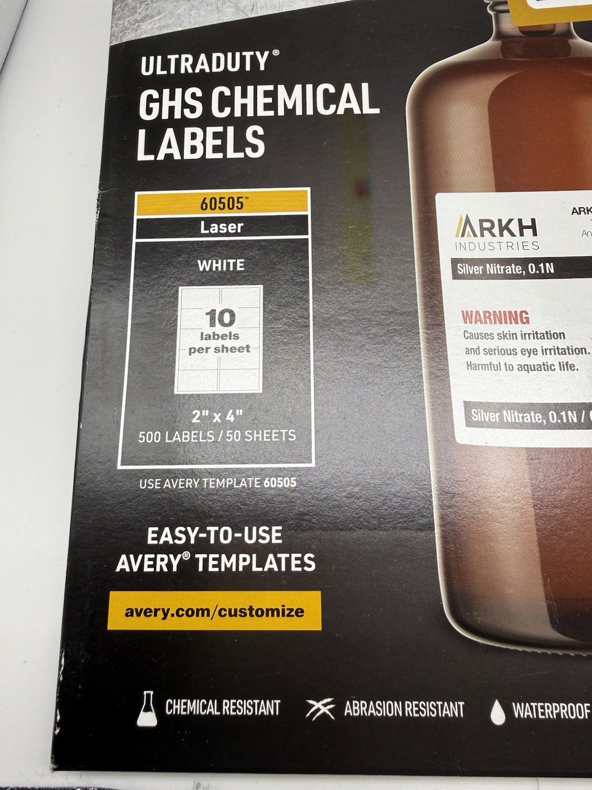 Avery Ultraduty Ghs Chemical Waterproof And Uv Resistant Labels, 2 X 4, White