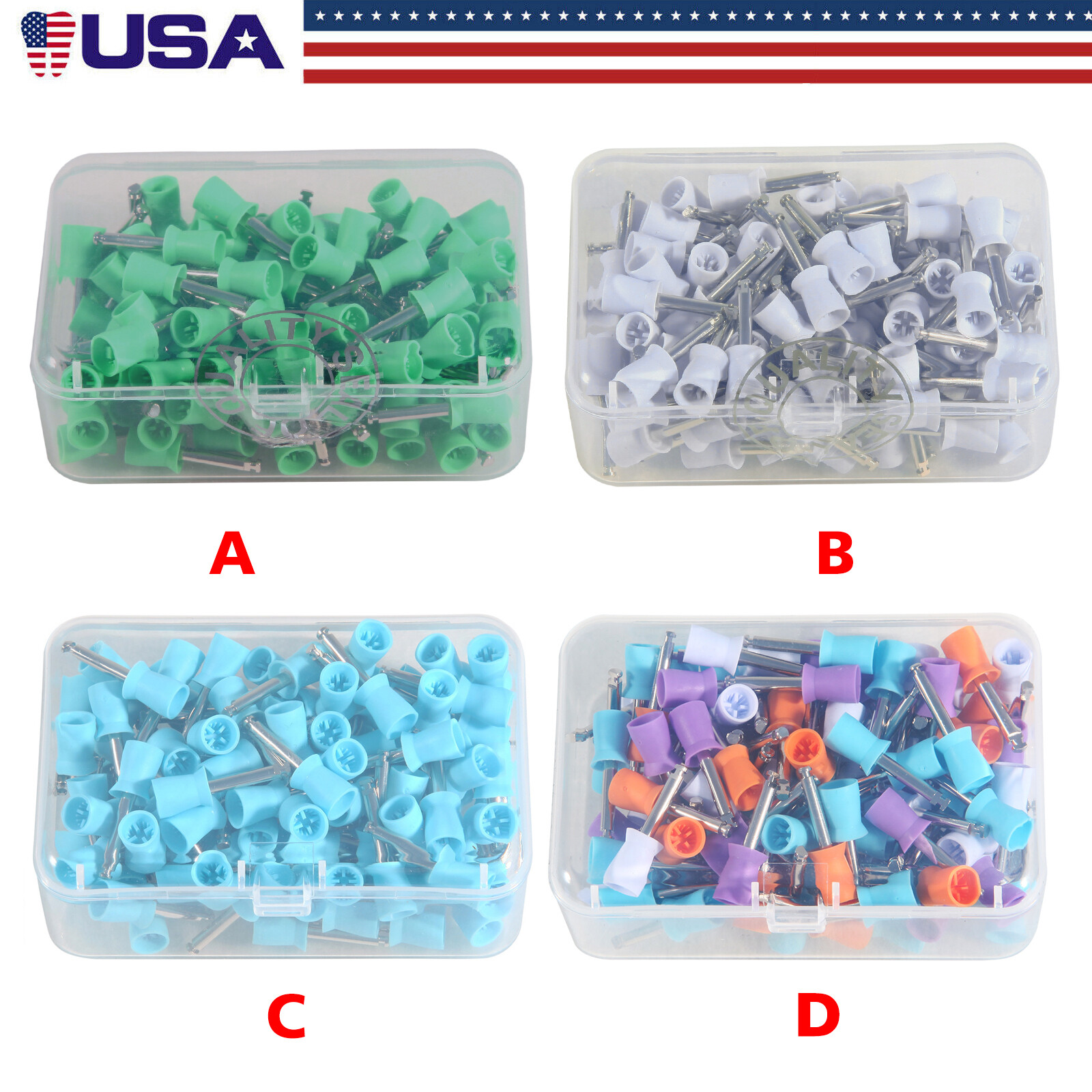 100pcs Dental Polishing Cups Prophy Cup Latch Type Brushes Rubber Color