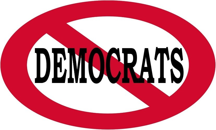 Conservative Republican GOP Oval Car Bumper Sticker 5″ x 3″ Decal – No Democrats
