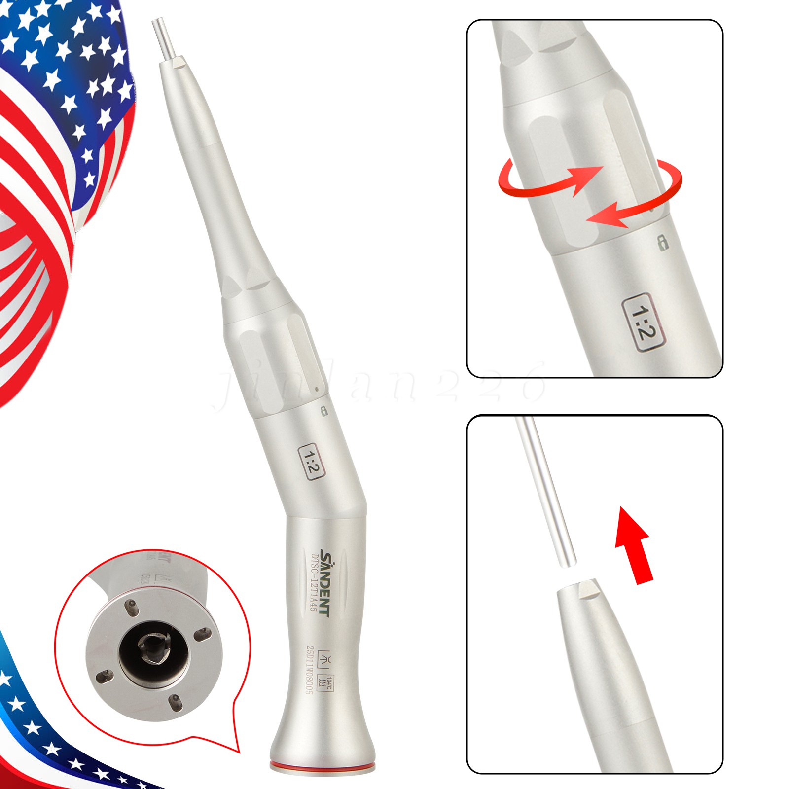 Dental Surgical Handpiece 20° Angle Straight Attachment 1:2 E-type NSK Style