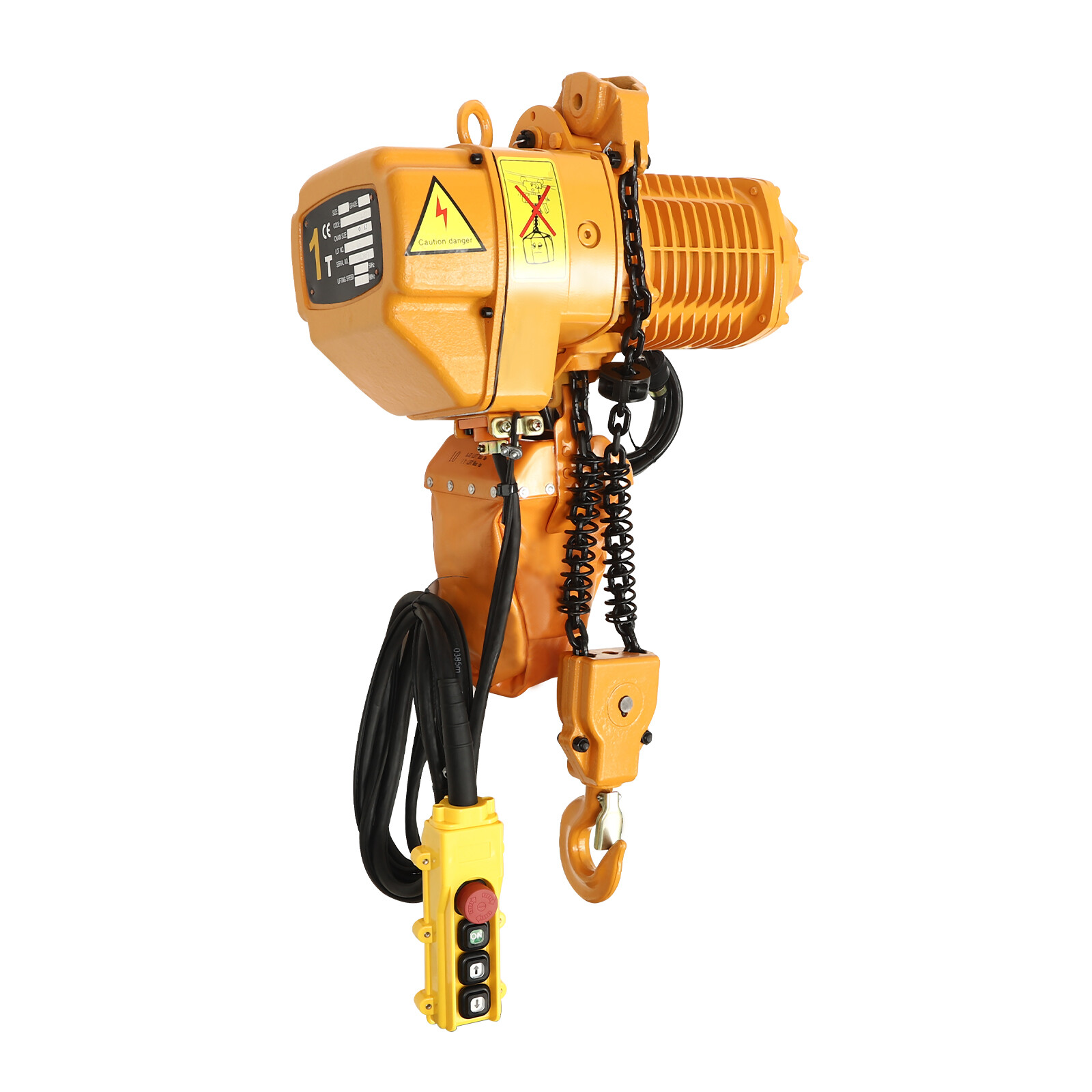 Single Phase Hoist Crane 10FT Chain 110V 1.6KW 2204LBS 1Ton Electric Chain Hoist