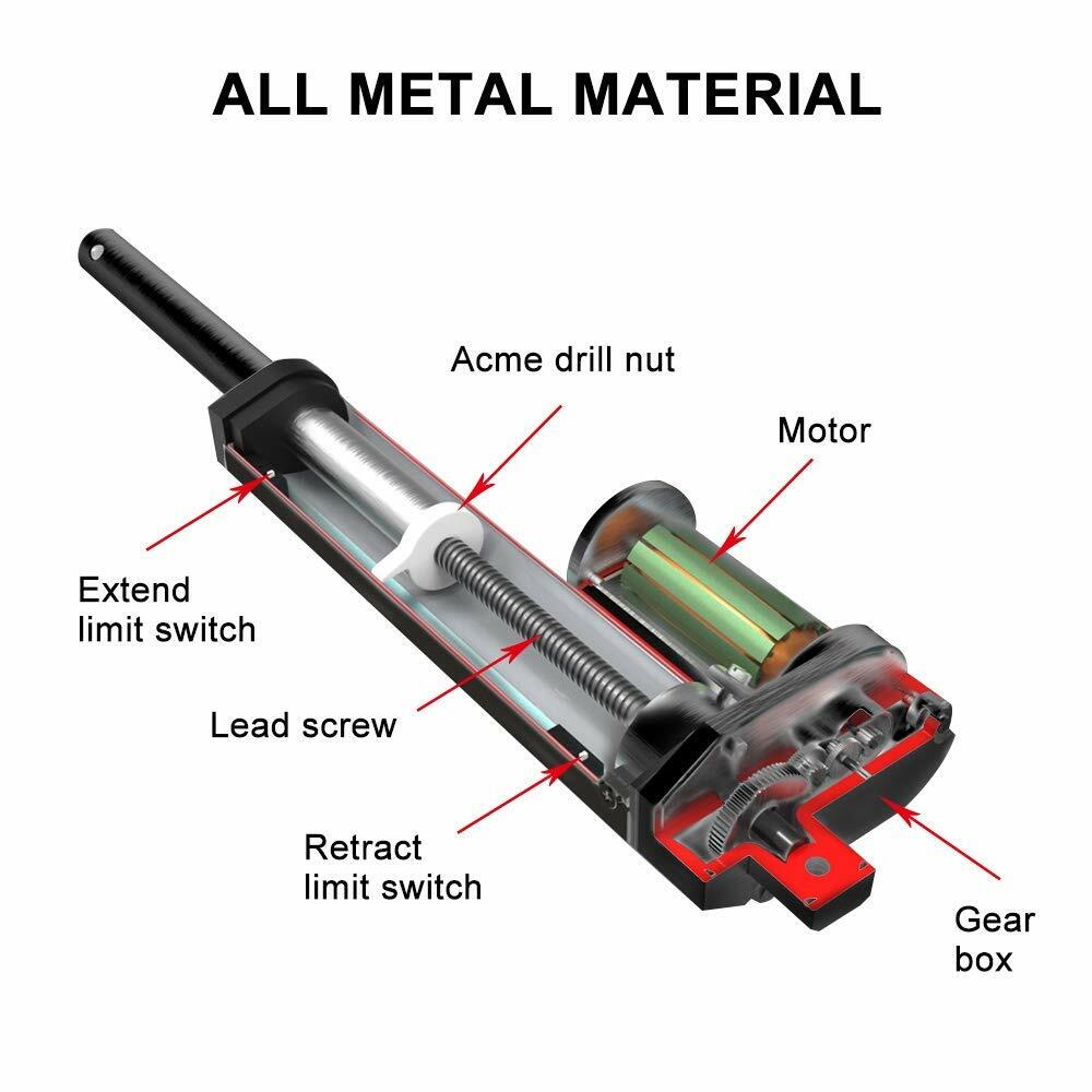 DC 12V 24V Electric Linear Actuator Cylinder Lift 1500N 3000N Stroke 2″~40″ Fast
