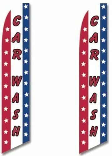 2 (two) Pack Tall Swooper Flags Red White Blue Stripes Stars CAR WASH