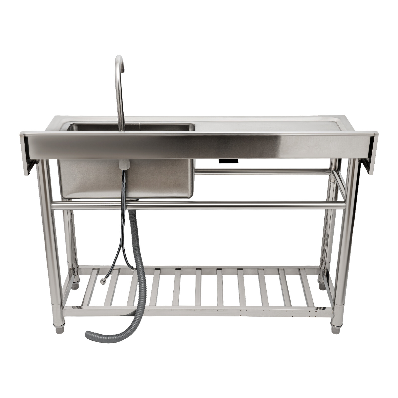 47″ Commercial Kitchen Sink Prep Table w/ Faucet Stainless Steel 1 Compartment