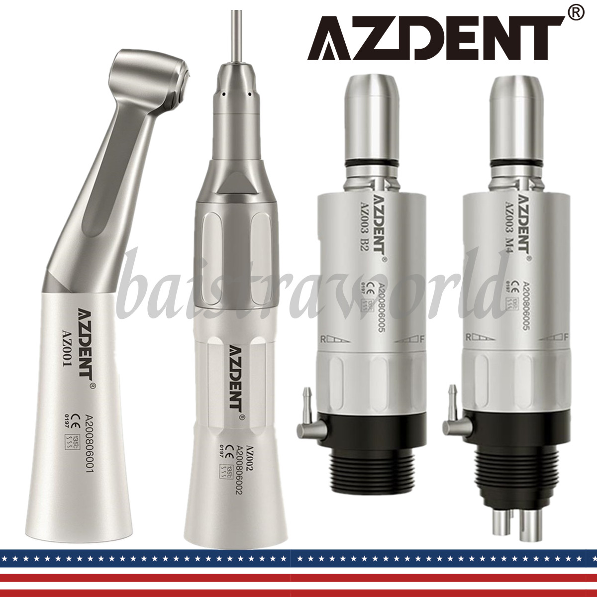 USPS Dental Low Speed Handpiece Straight Contra Angle Air Motor 2/4 holes AZDENT