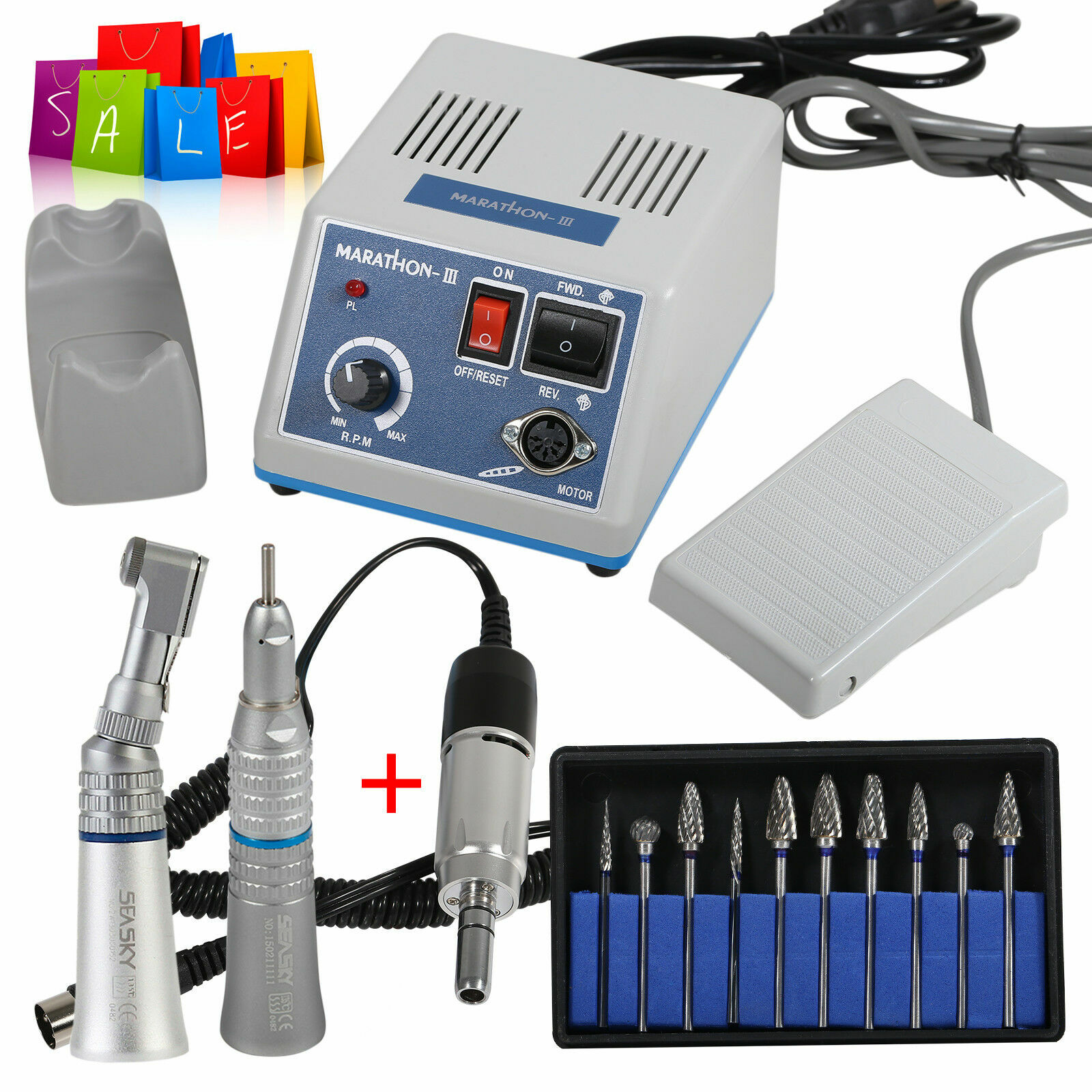 Electric Micromotor Dental Lab Marathon /Straight /Contra Angle Handpiece /Burs