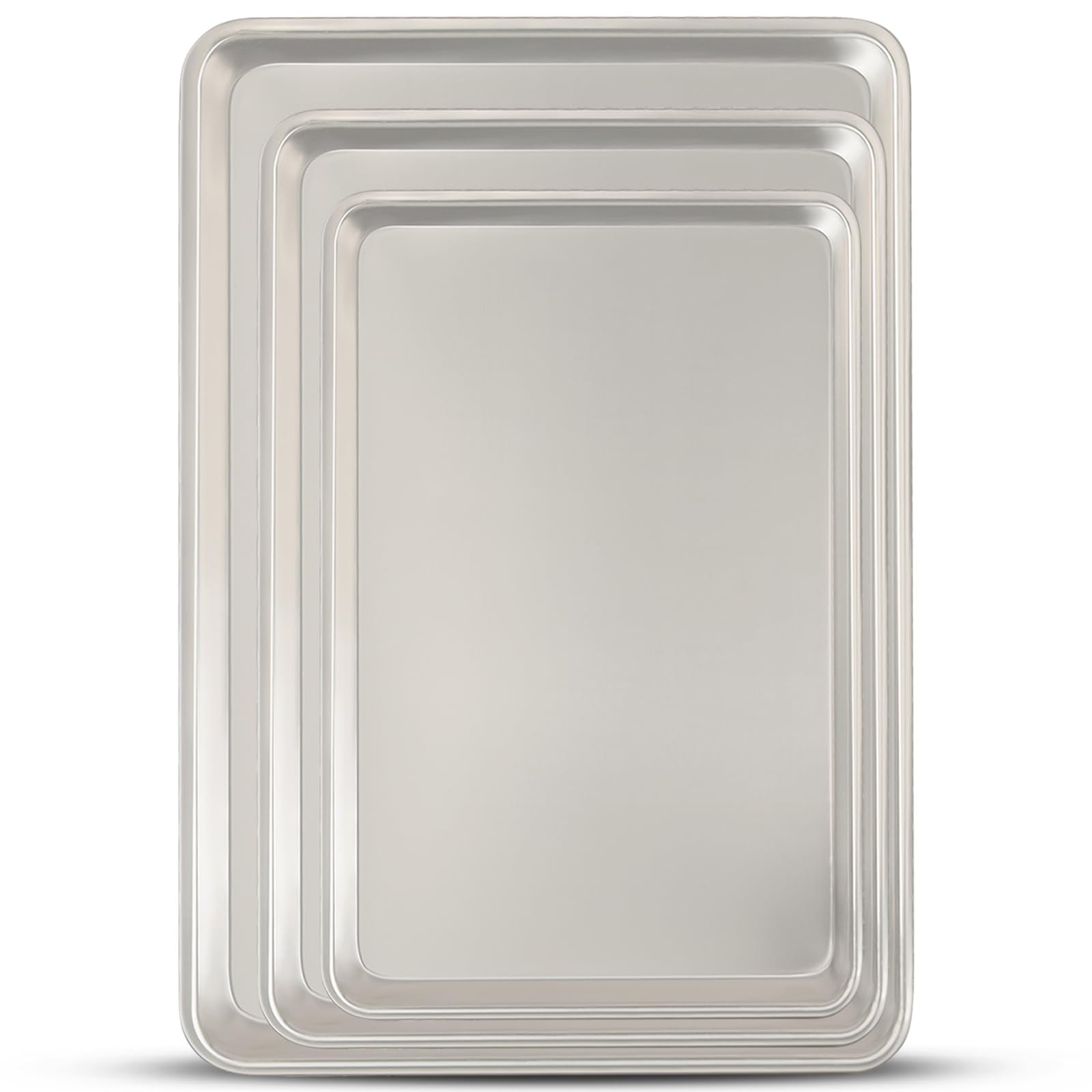 Baking Sheet Pan Set of 3, Commercial Quality 13x9in 15x10in 18x13in, Silver