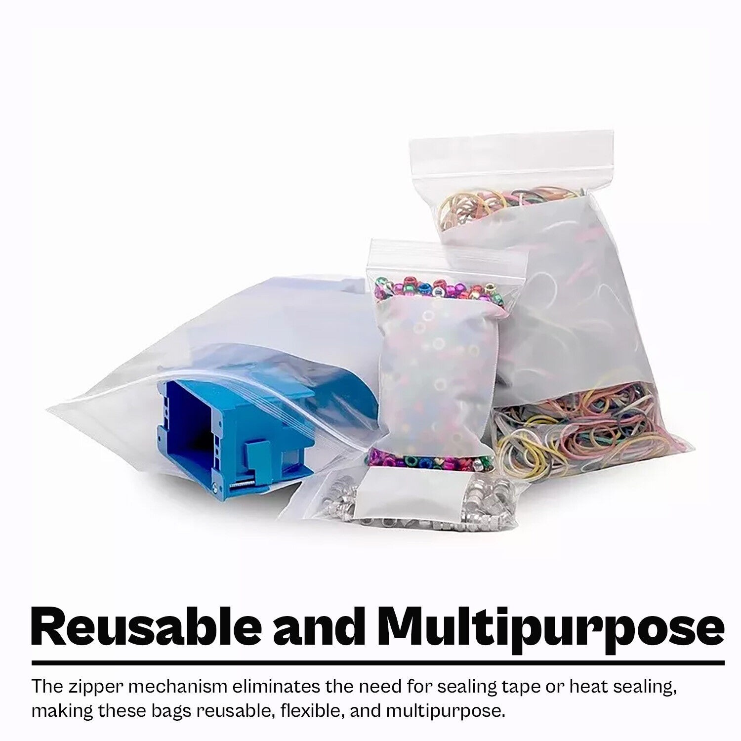 500 Pcs 12″ x 15″ 4 Mil Reclosable Bag Writeable White Block Water-Resistant