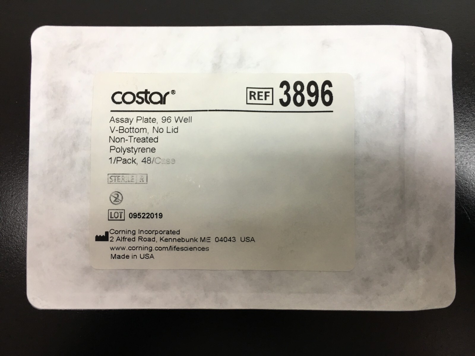 Corning Costar REF 3896 Microplate 96 Well V bottom 380 µL Lot 27 PCS