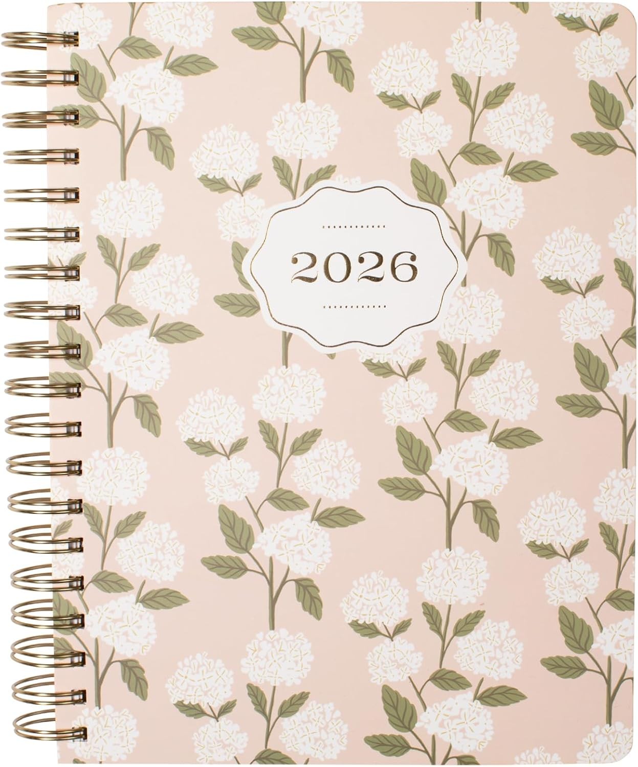 Fringe Studio 2026 Spiral Weekly Planner, Aug 2025 – Dec 2026, 17 Hydrangea