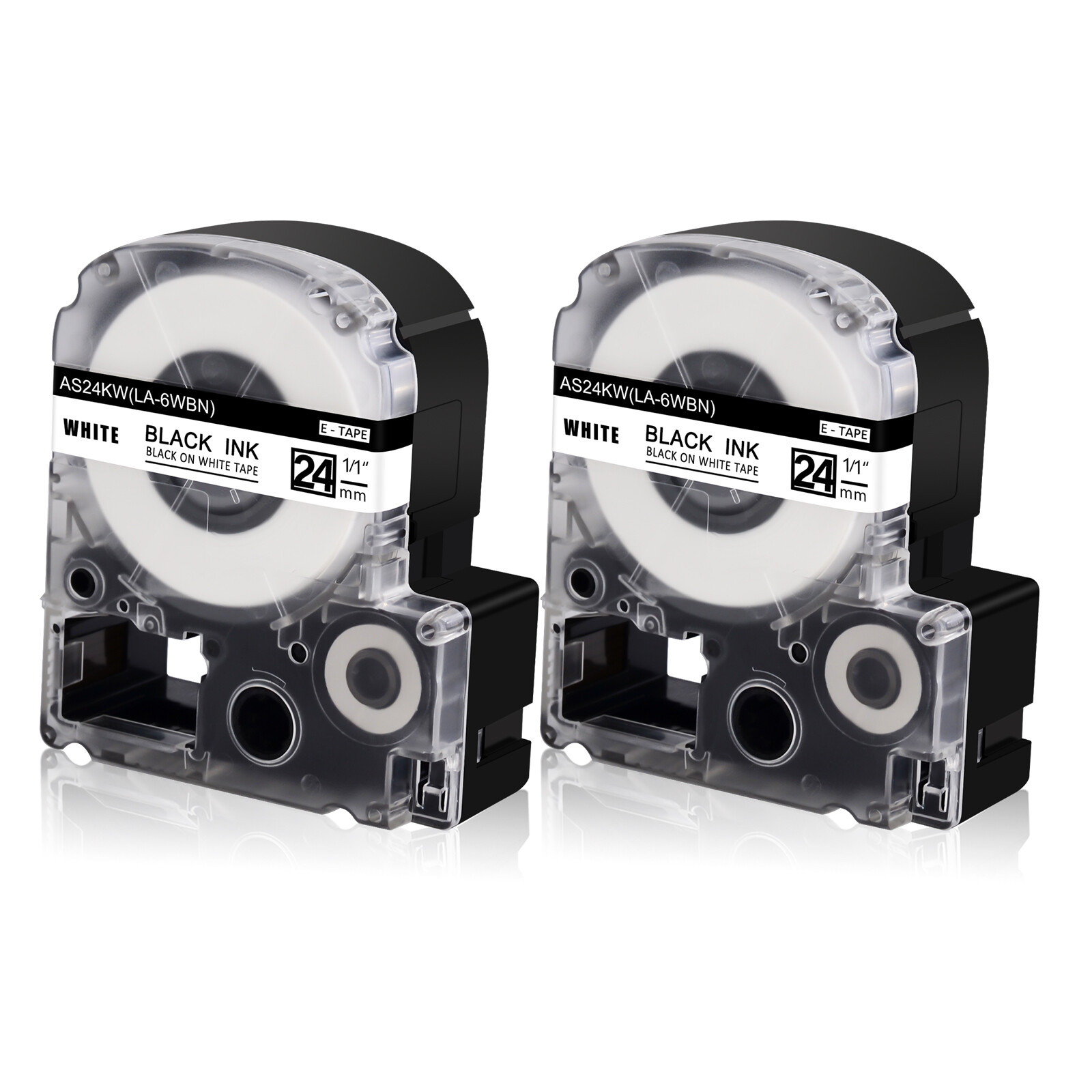 2PK Compatible with EPSON K-Sun 224BW 224BWPX 24mm Tape Black on White Label