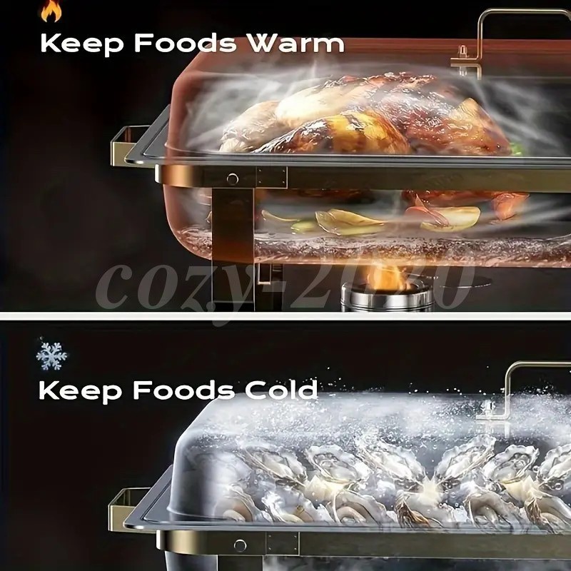 4 Pack Chafing Dish Buffet Set 9QT Stainless Steel Chafing Dishes Gold & Silver