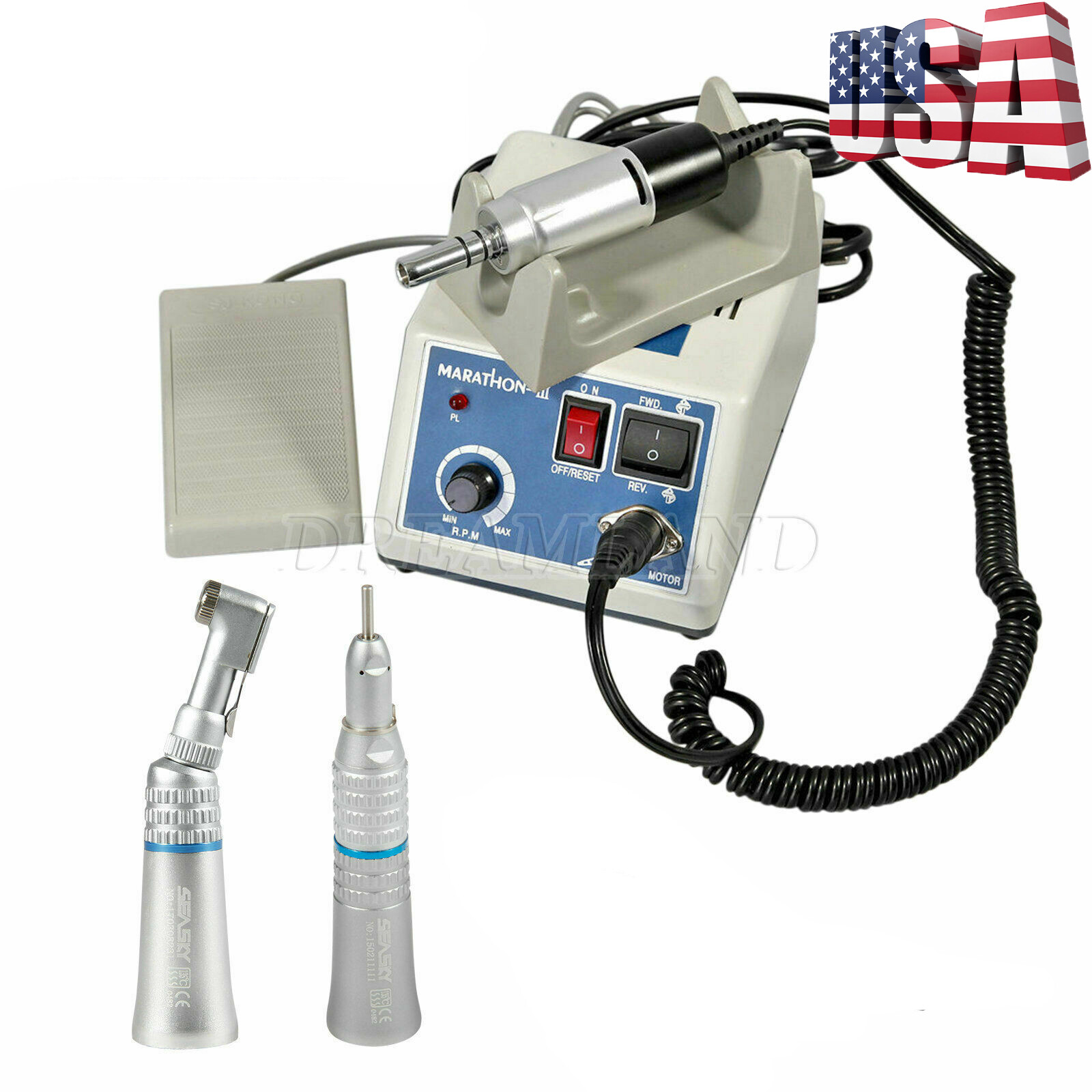 Dental Lab Marathon-III Electric Micromotor +Contra Angle Straight Handpiece SA