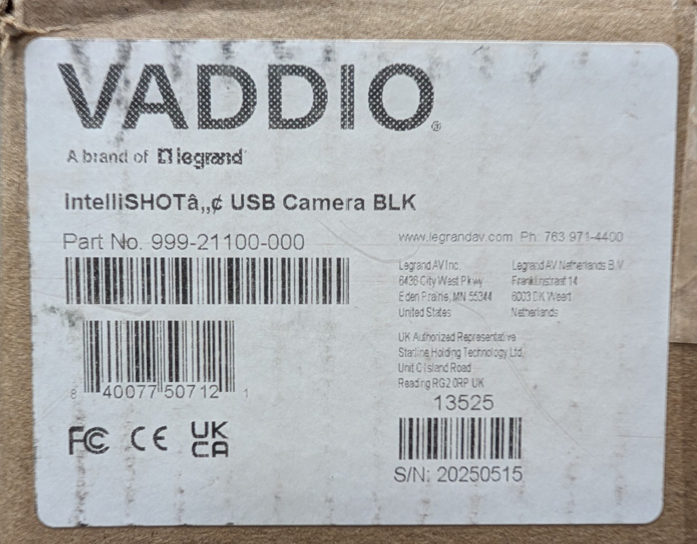 Vaddio IntelliSHOT USB Camera Black – 999-21100-000