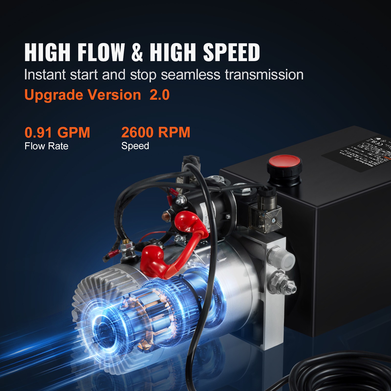 VEVOR 8 Quart Double Acting Hydraulic Pump 12V Dump Trailer Power Unit 2.1HP