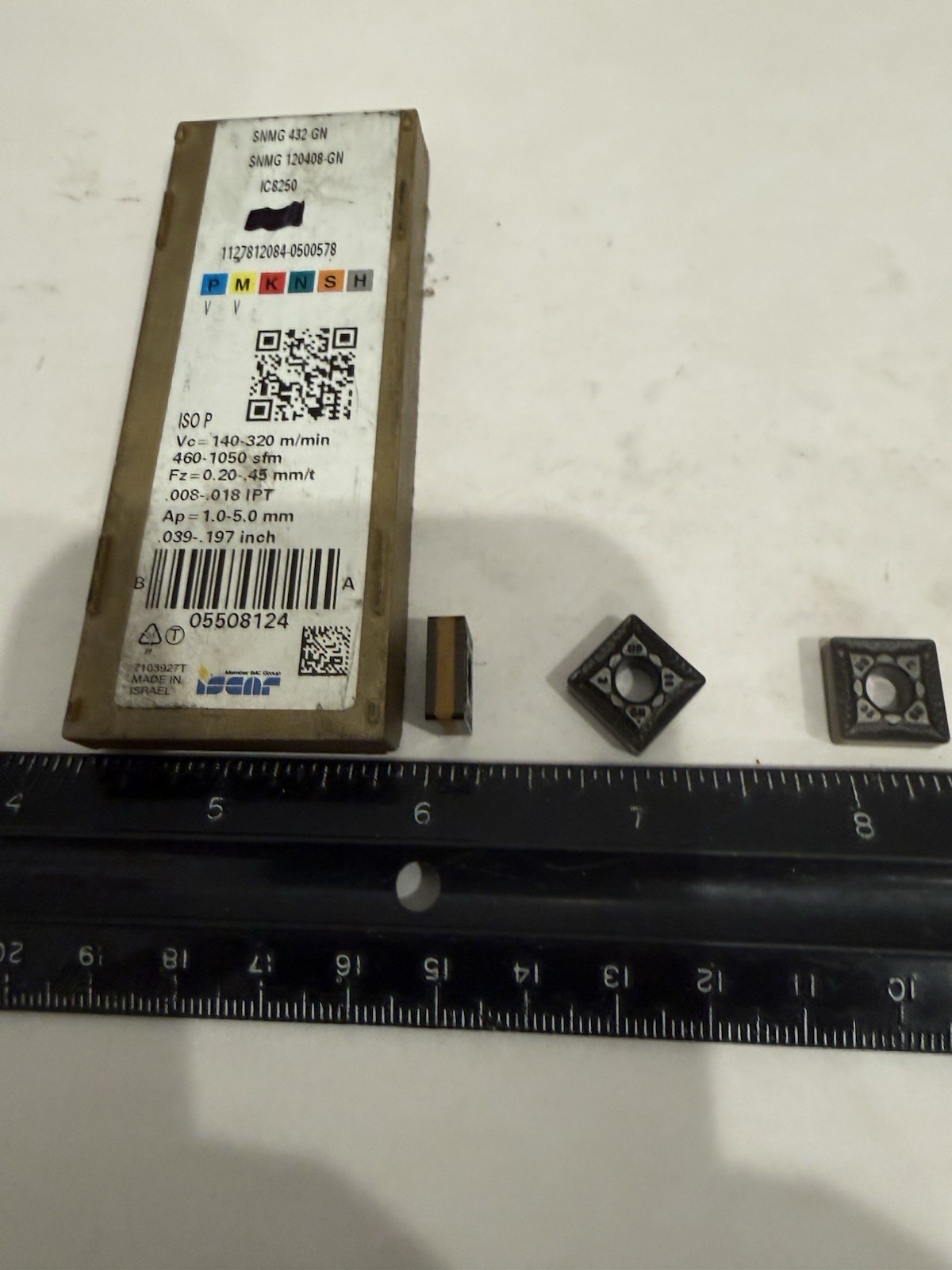 New Qty (3) Iscar SNMG 432-GN Carbide Turning Inserts, Grade IC8250