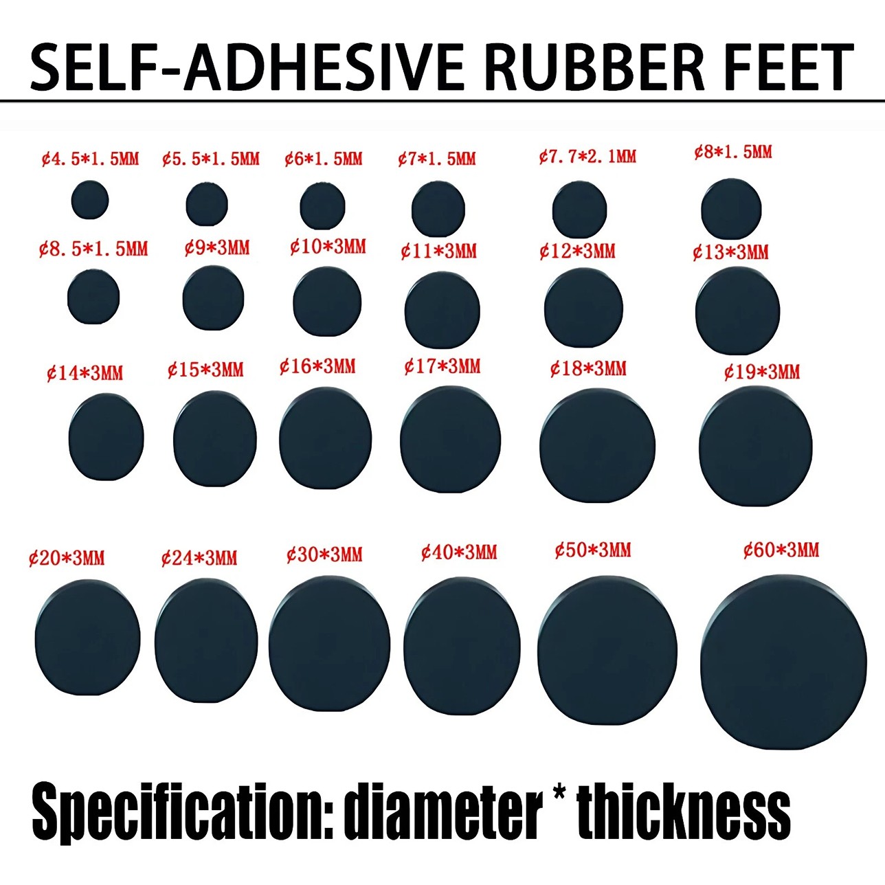 Small & Large Self Adhesive RUBBER FEET Bumper Stops, Door Buffer Rubber Pads