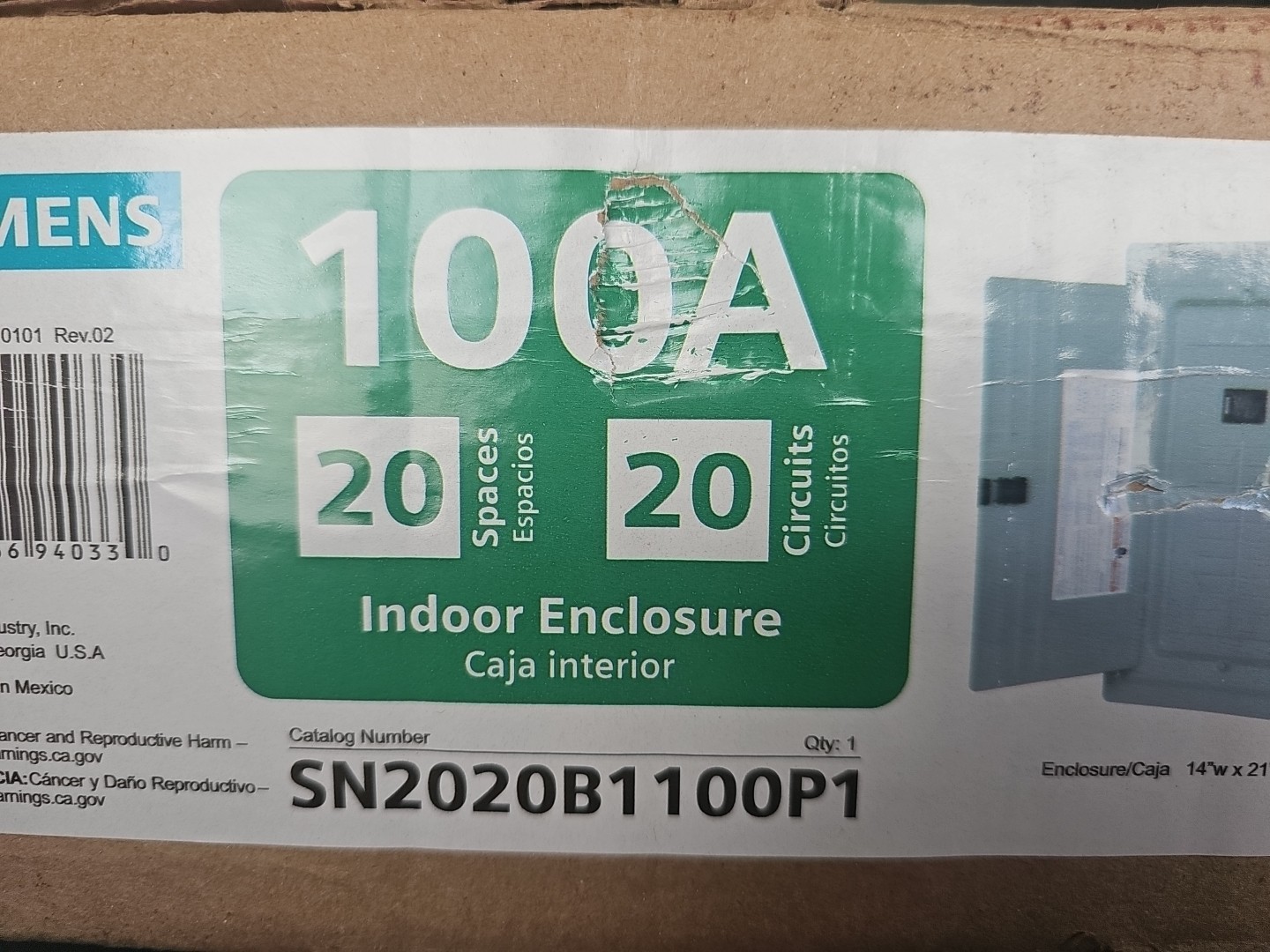 Main Breaker SN Series 100 A 20Space 20Circuit Plug-On Neutral Read DESCRIPTION