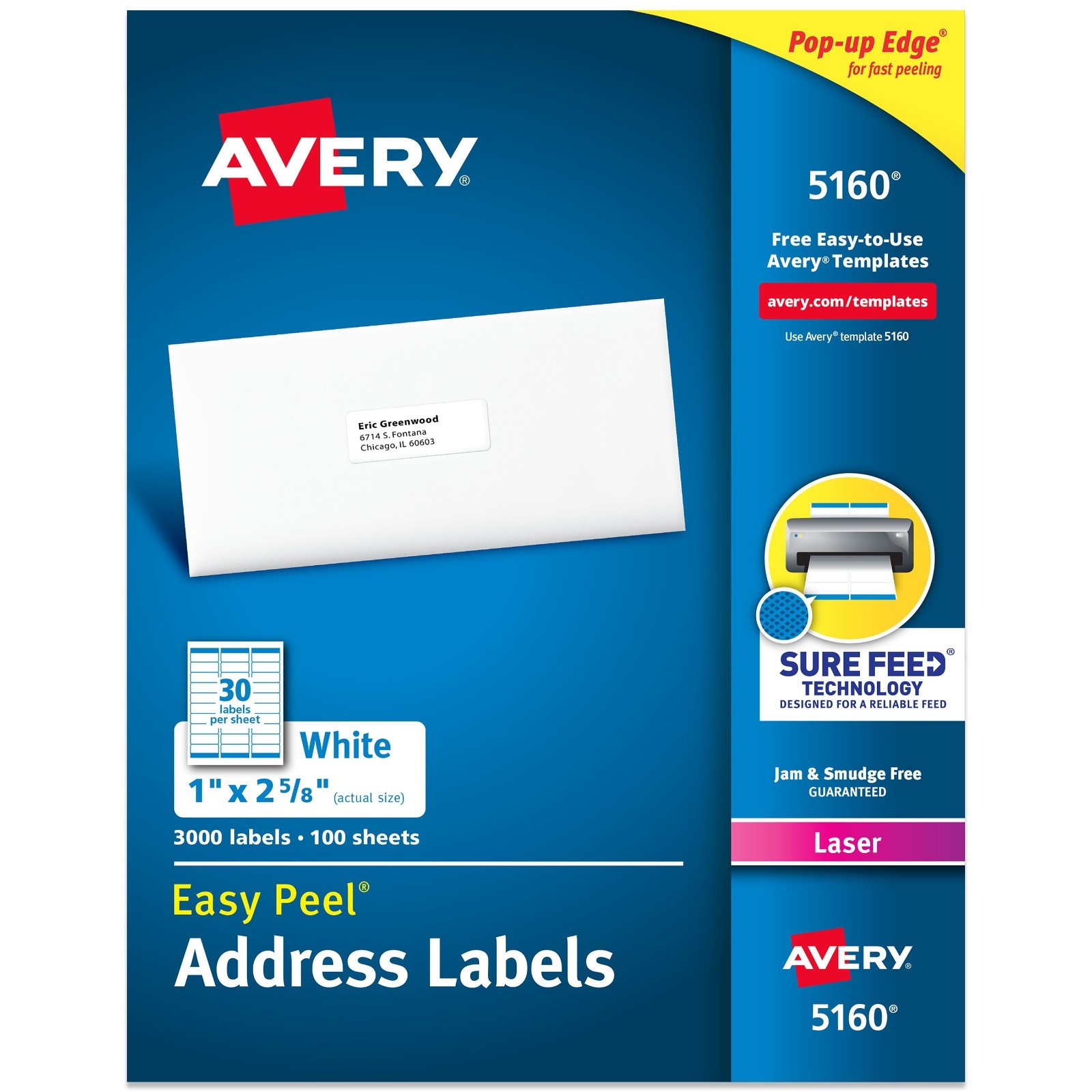 Avery 5160 Easy Peel Address Labels (3450 Count)