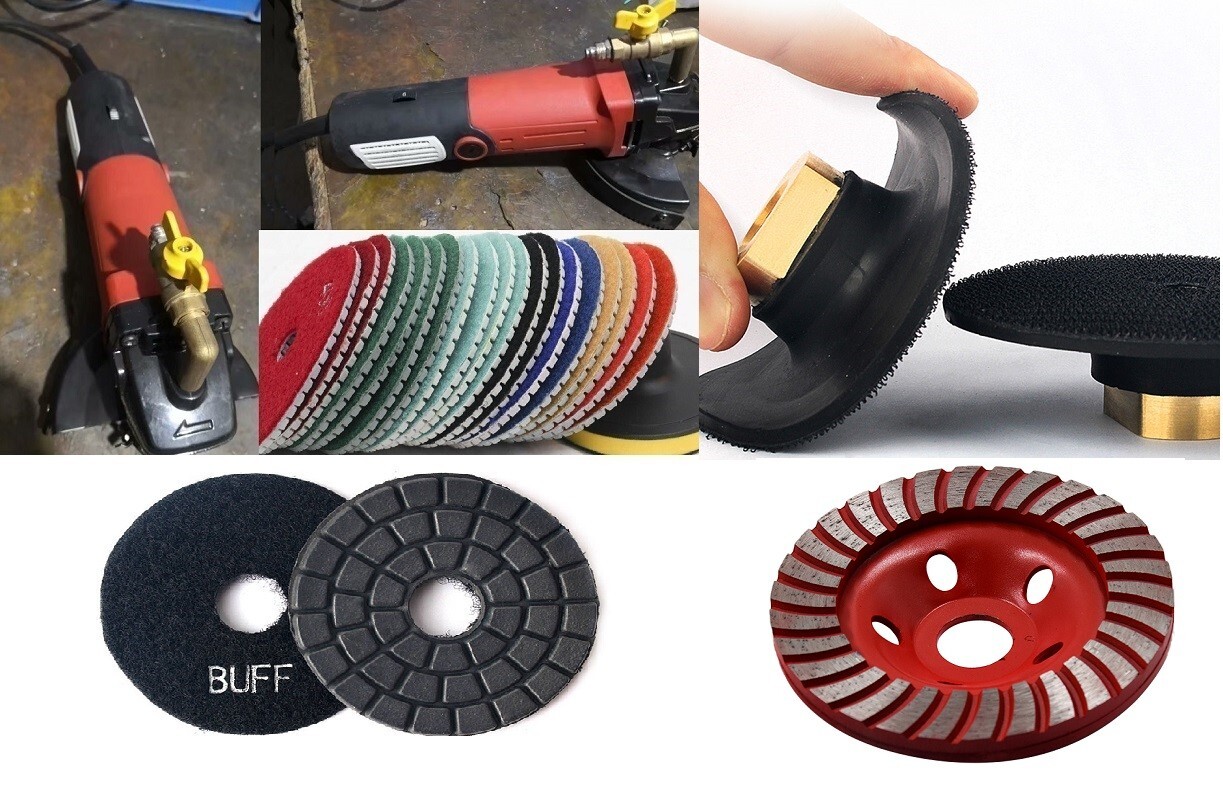 Countertop Edge Polishing Kit Diamond Pads Wet Dry Grinder Flexible Backer Set
